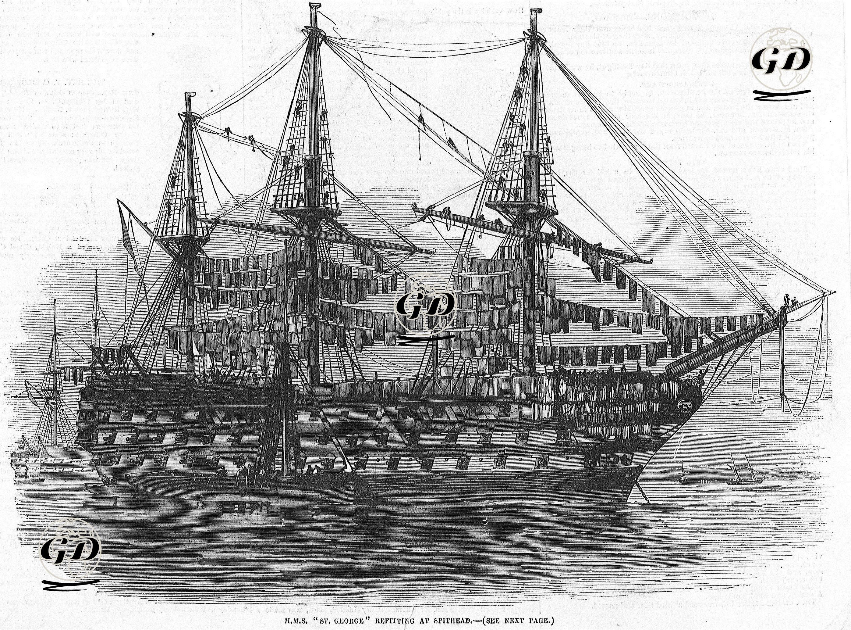 Yeniden Donatılan Karaliyet Savaş Gemisi "St.George" Spithead Limanında -  - 1855