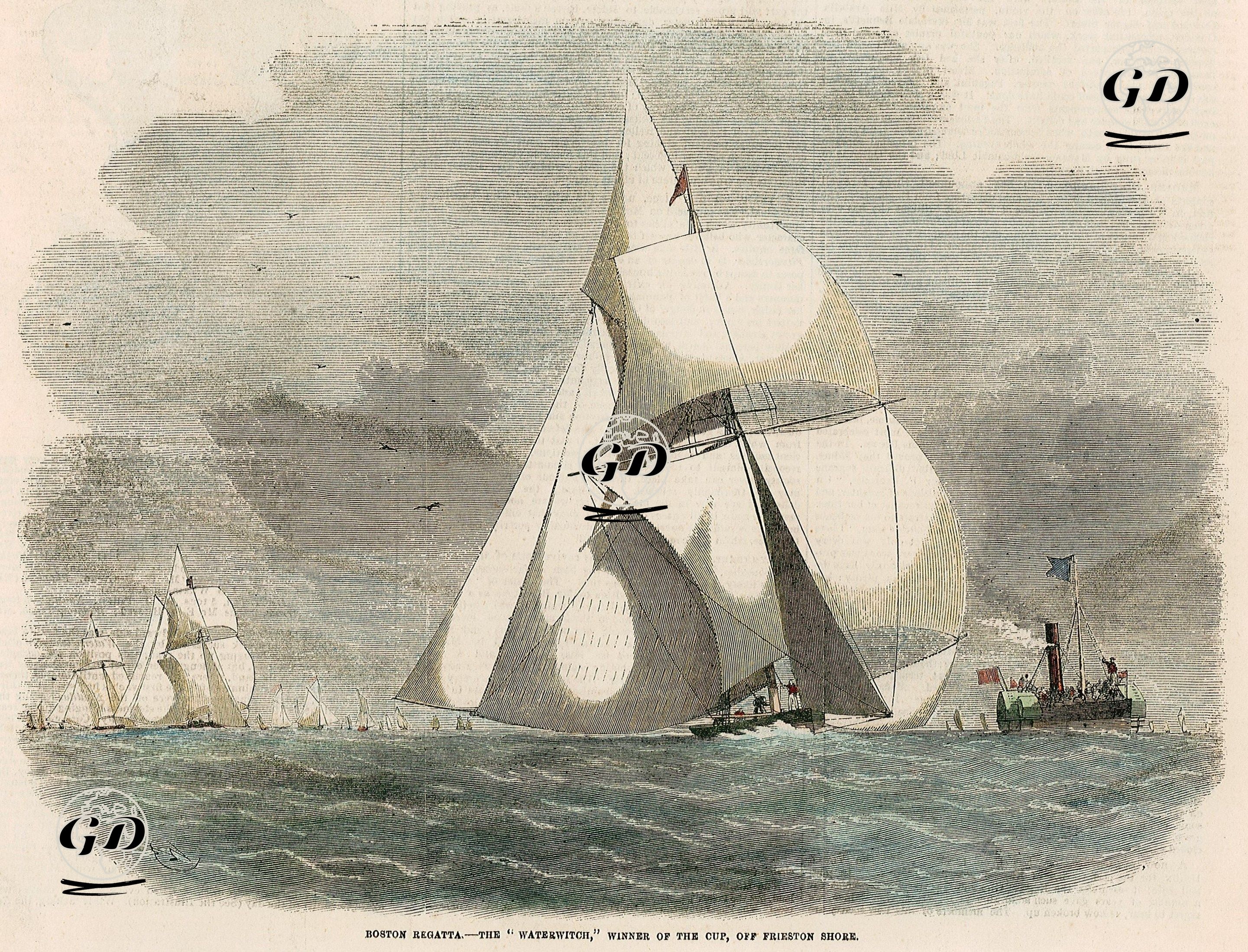 Boston Yat Yarışını Kazanan "Waterwitch" Frieston Sahili Açıklarında -  - 1856