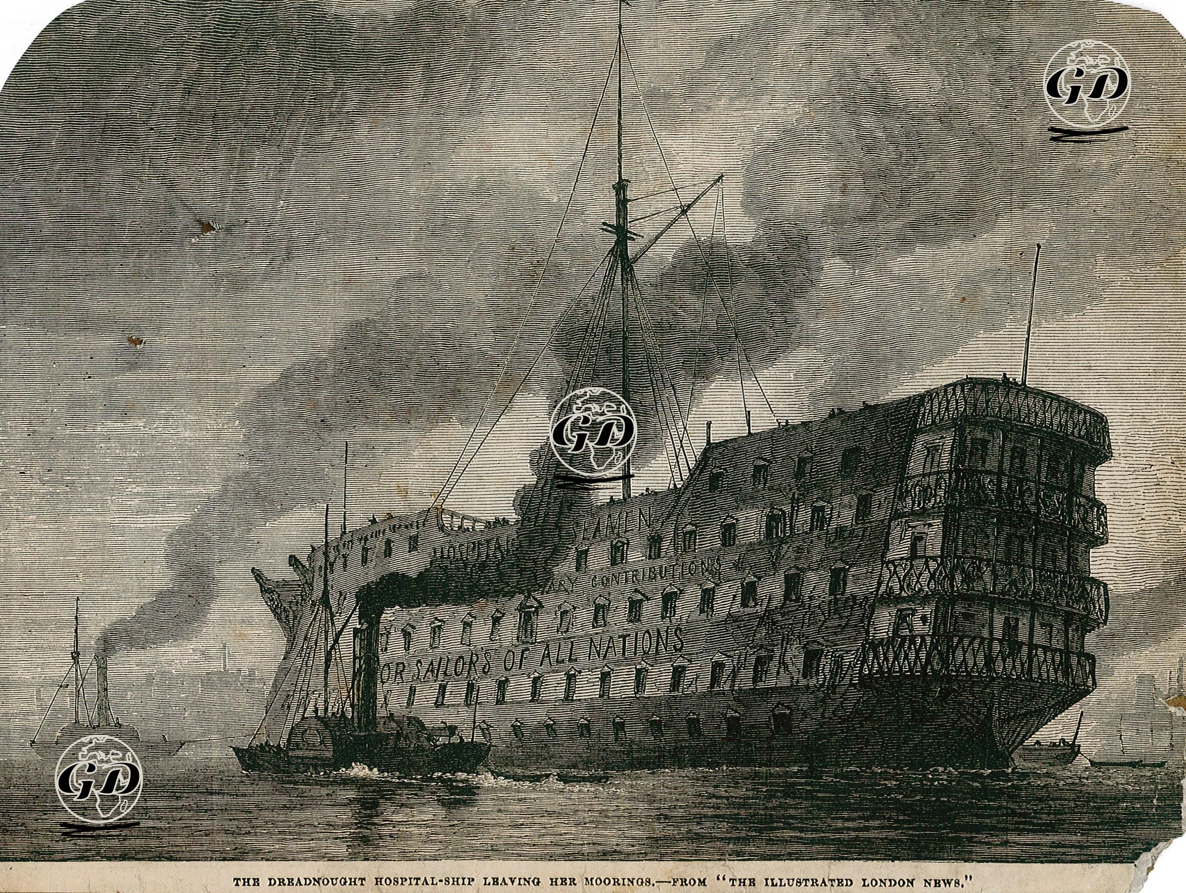 The Dreadnought Hospital Ship Leaving Her Moorings -  - 1872
