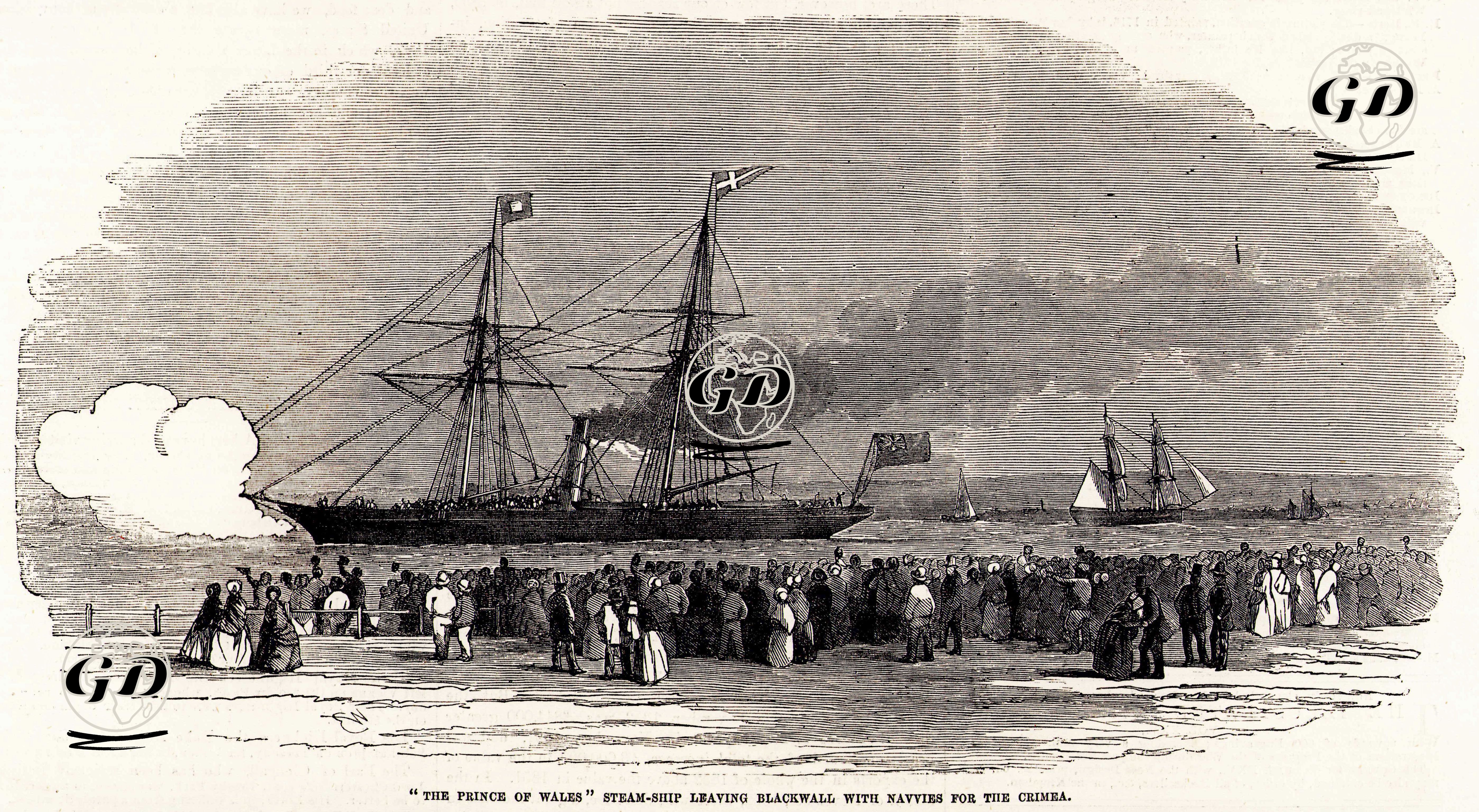 "The Prince Of Wales" İsimli Buharlı Tekne İşçilerle Birlikte Kırıma Gitmek İçin Blackwall'den Ayrılması -  - 1855
