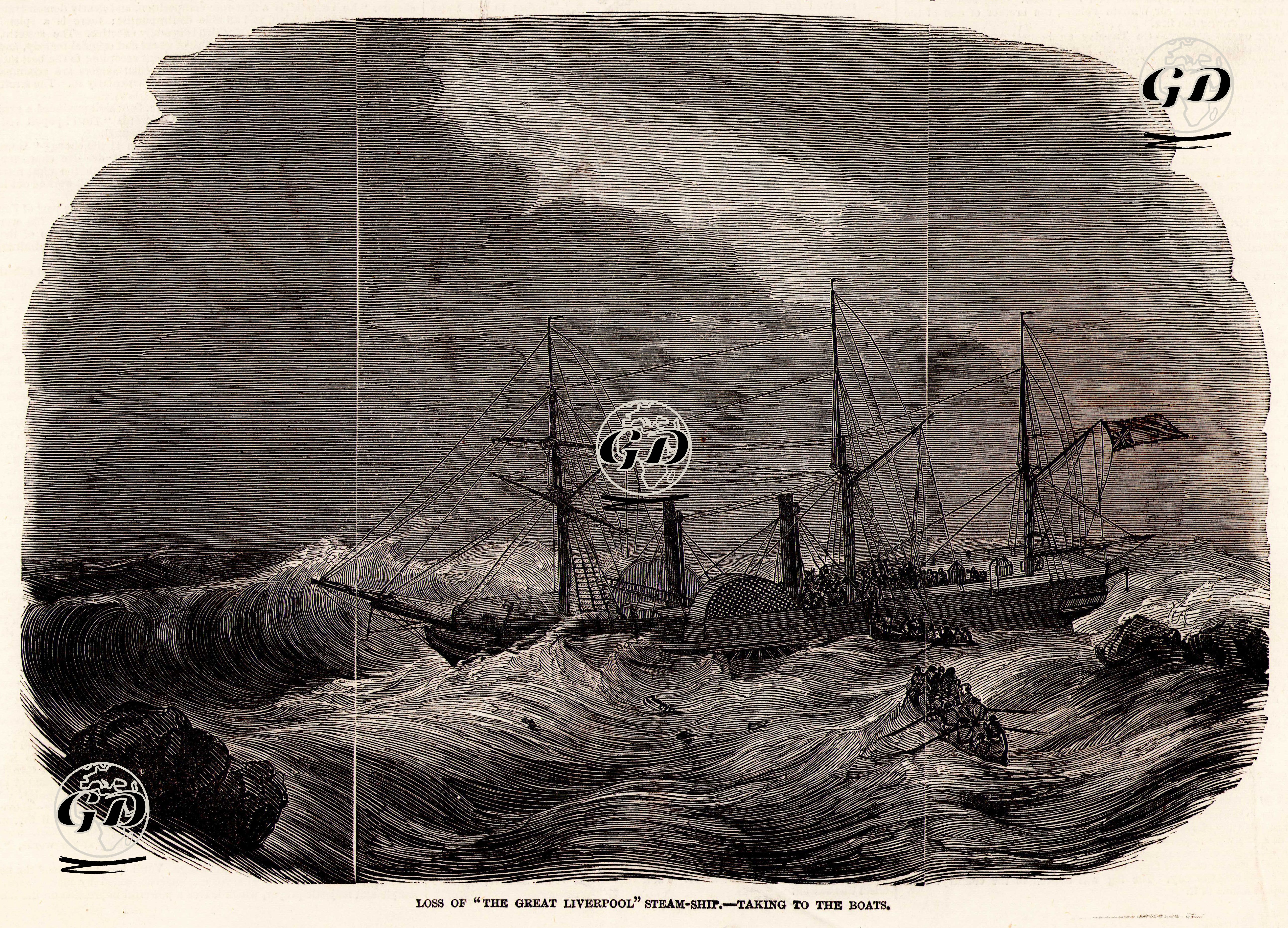 "The Great Liverpool" İsimli Geminin Batışı ve Boatlarla Yolcuların Kurtarılışı  -  - 1846