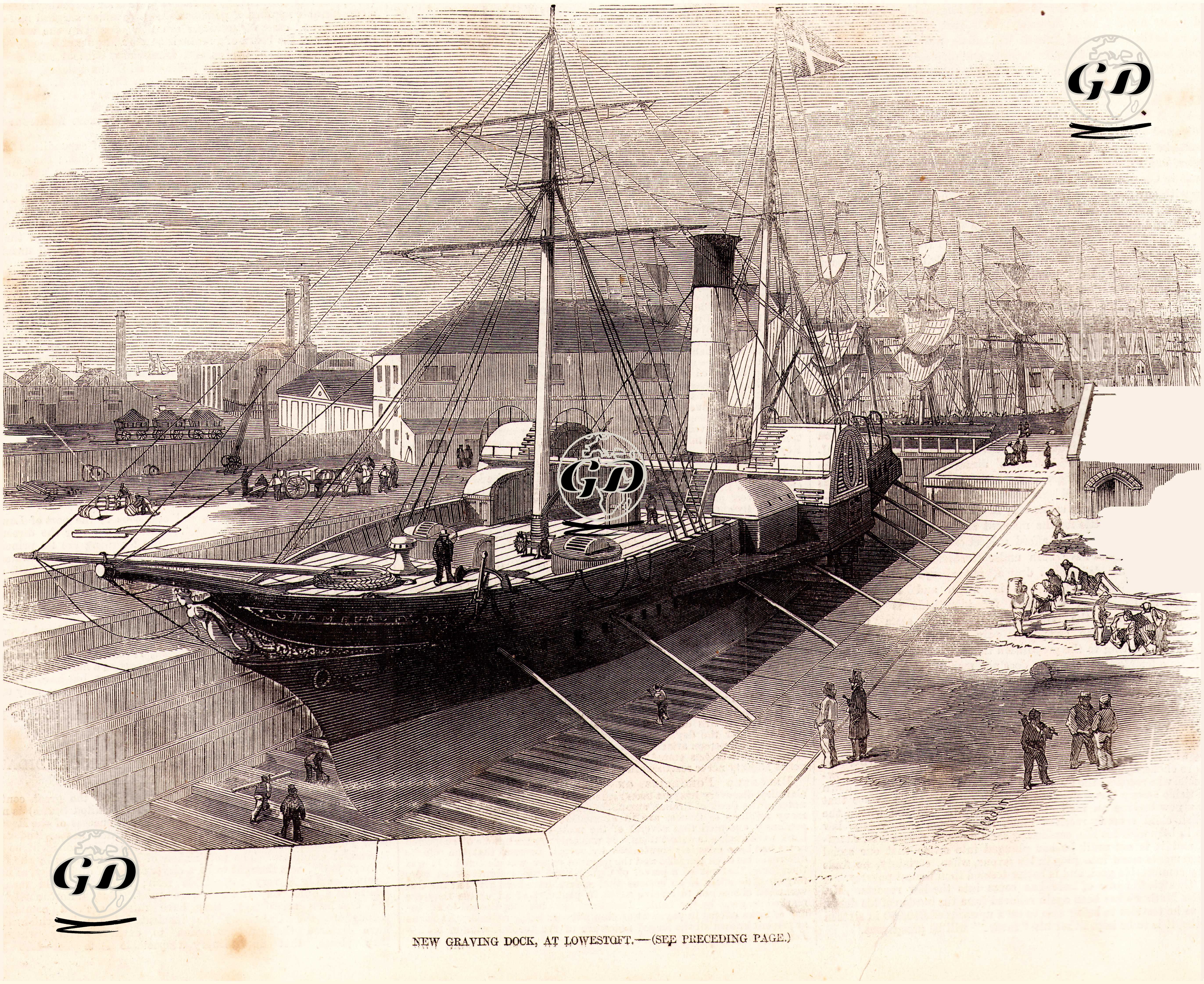 İngiltere Lowestoft'da Kalafat Yeri (Kuru Havuz)  -  - 1856