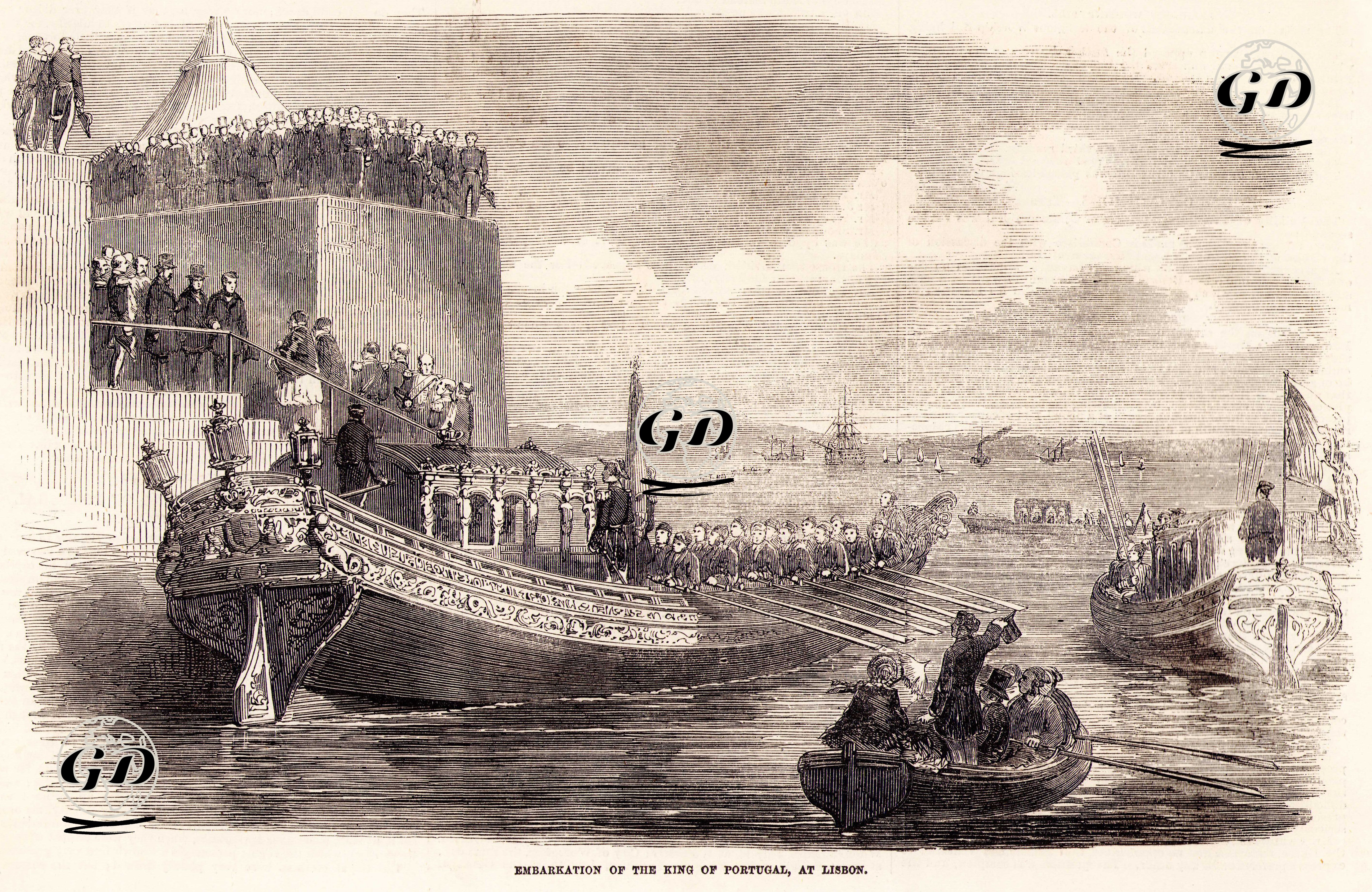 Lizbon'da Portekiz Kralının Kraliyet Kayığına Binişi -  - 1855