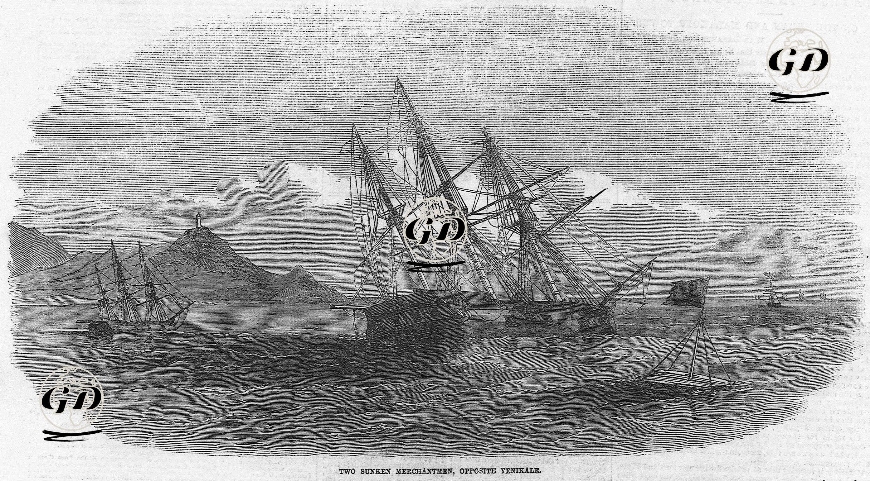 Ukrayna Kırım'da Bulunan Yenikale'nin Karşısında Batmış İki Ticari Gemi -  - 1855