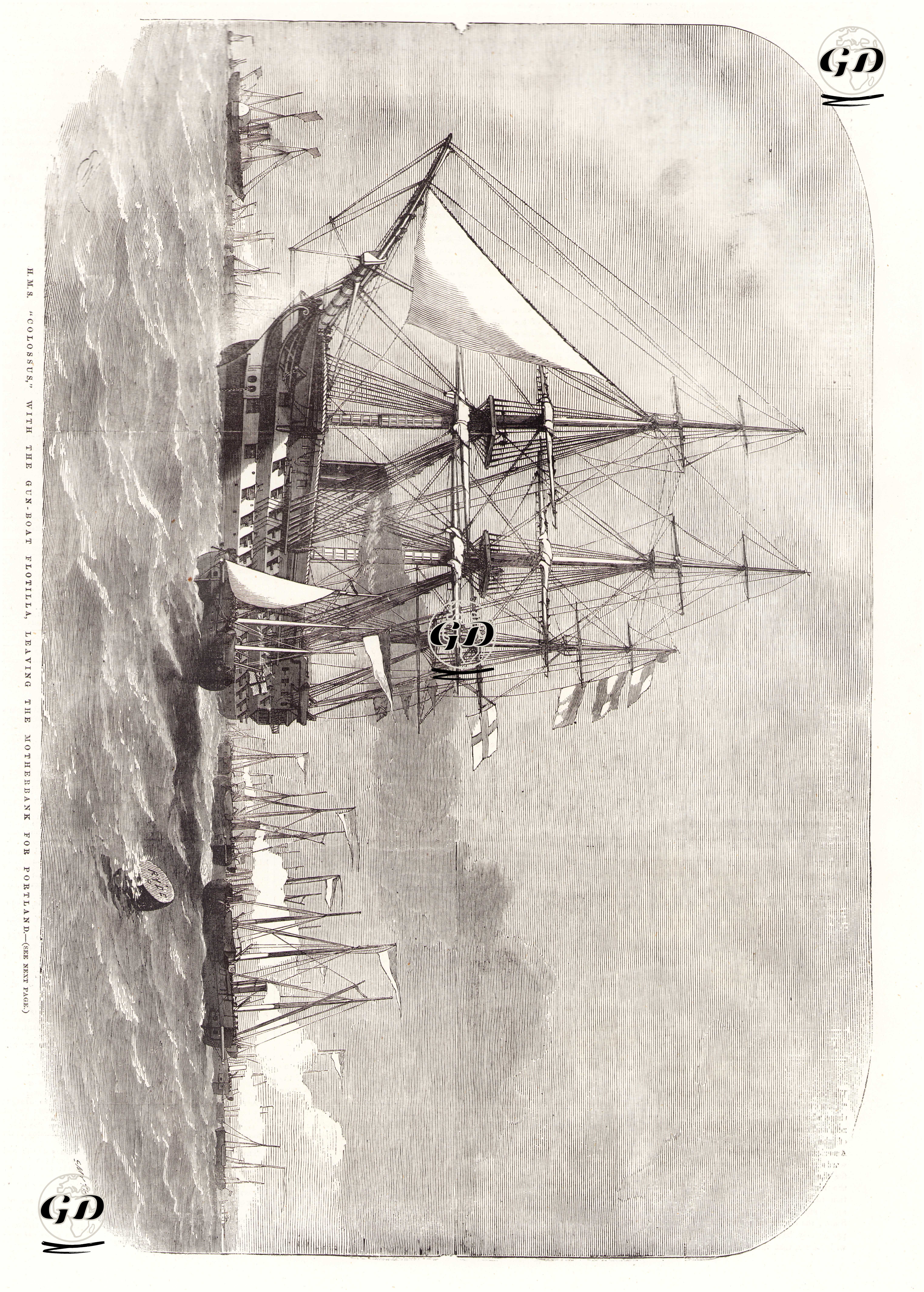H.M.S. "Colossus" With The Gun Boat Flotilla Leaving The Motherbank For Portland  - Edwin Weedon (1818-1873) - 1856