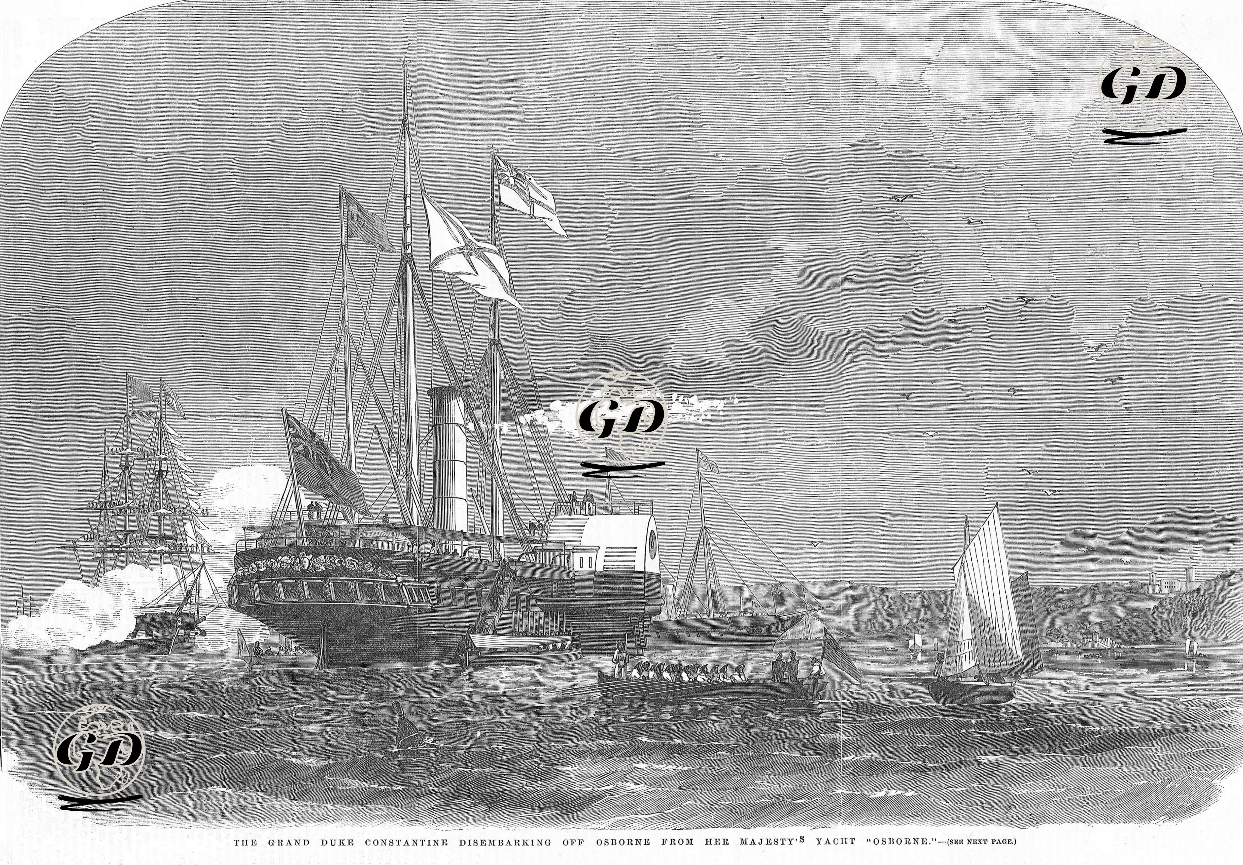 Grand Duke Konstantin İngiltere Kraliyet Yatı "Osborne'den" Ayrılırken -  - 1857