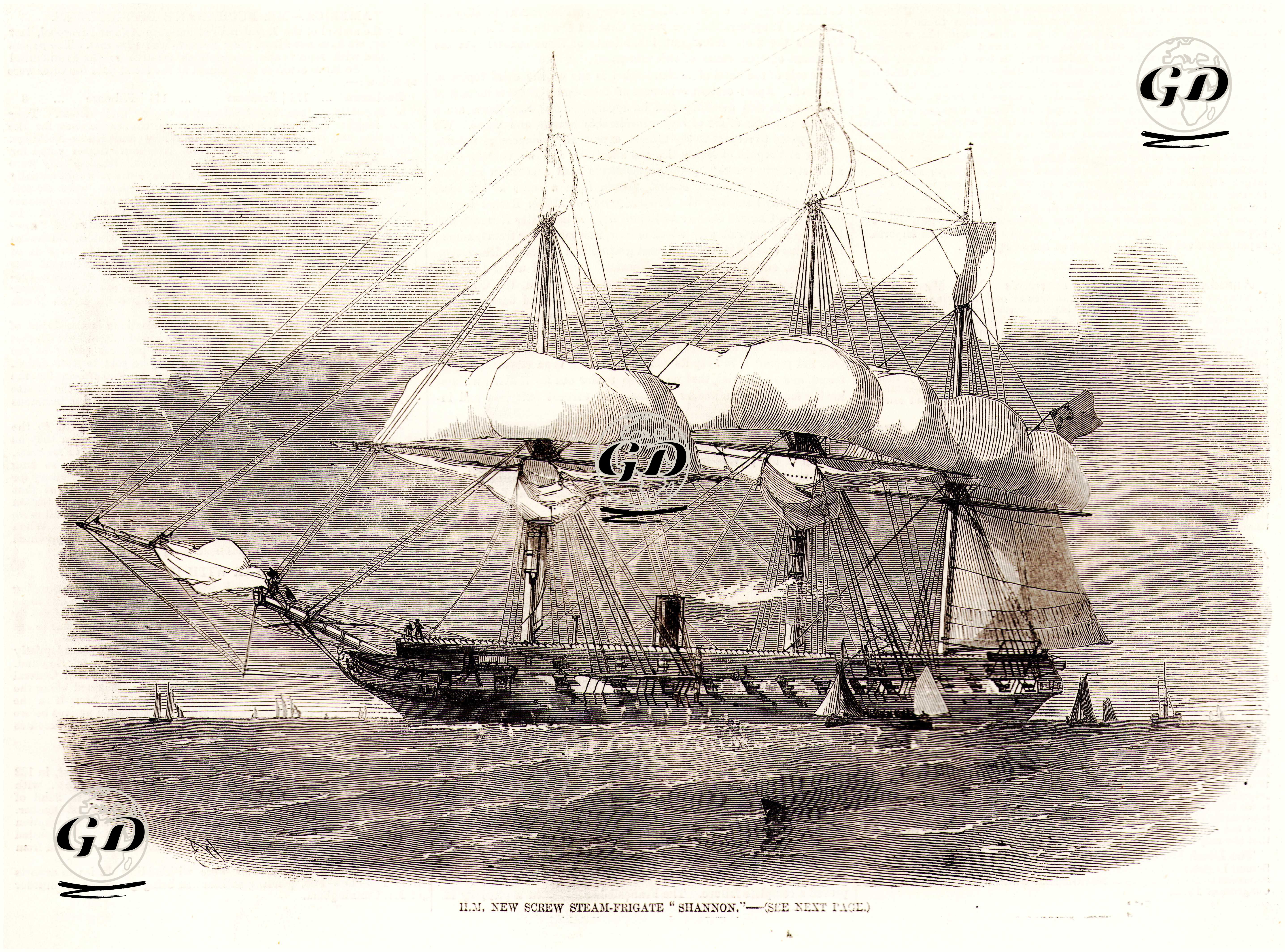 Uskurulu (Pervaneli) Buharlı Fırkateyn "Shannon" - Edwin Weedon (1818-1873) - 1856