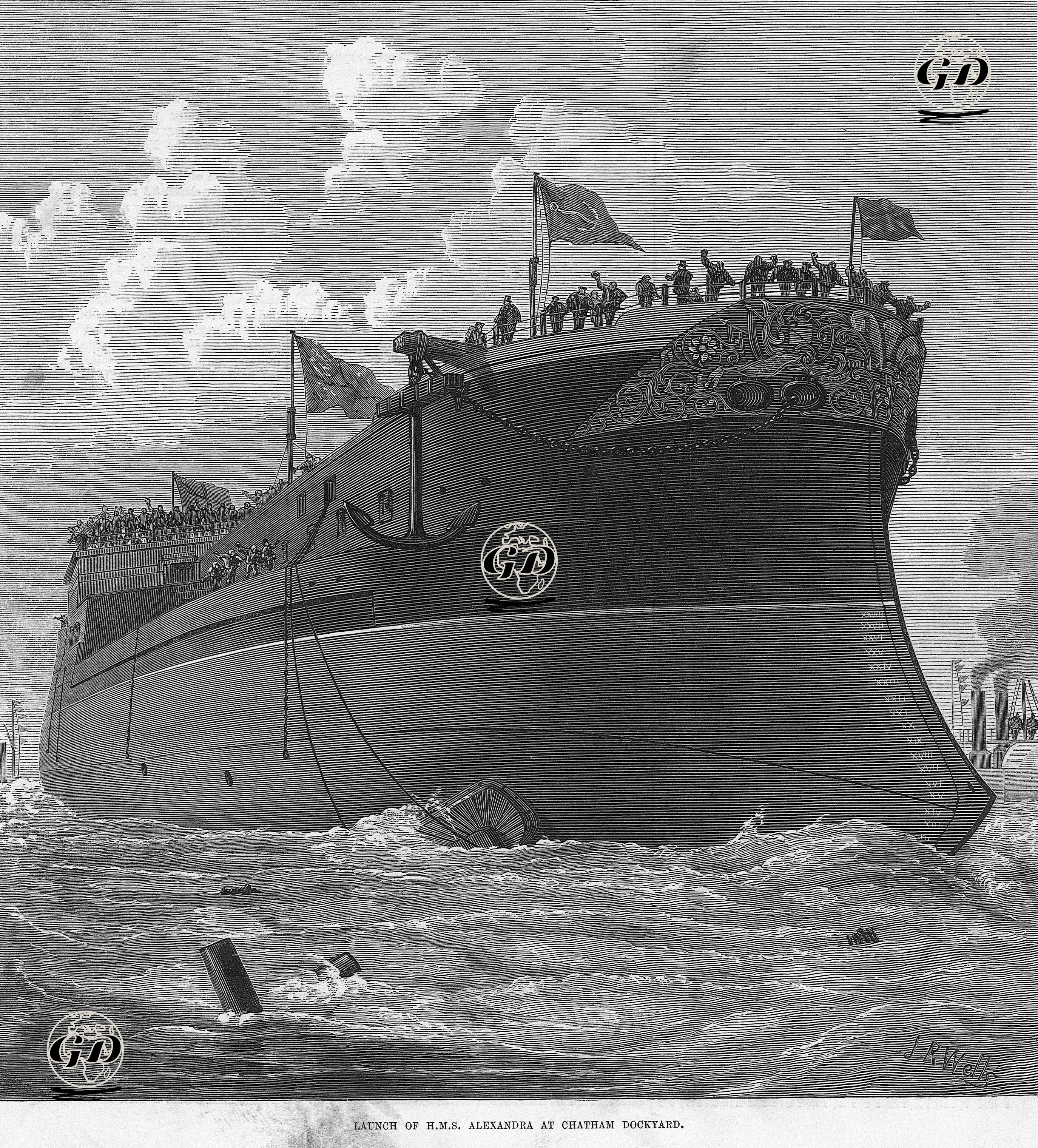 Launch Of H.M.S. Alexandra At Chatham Dockyard -  - 1875