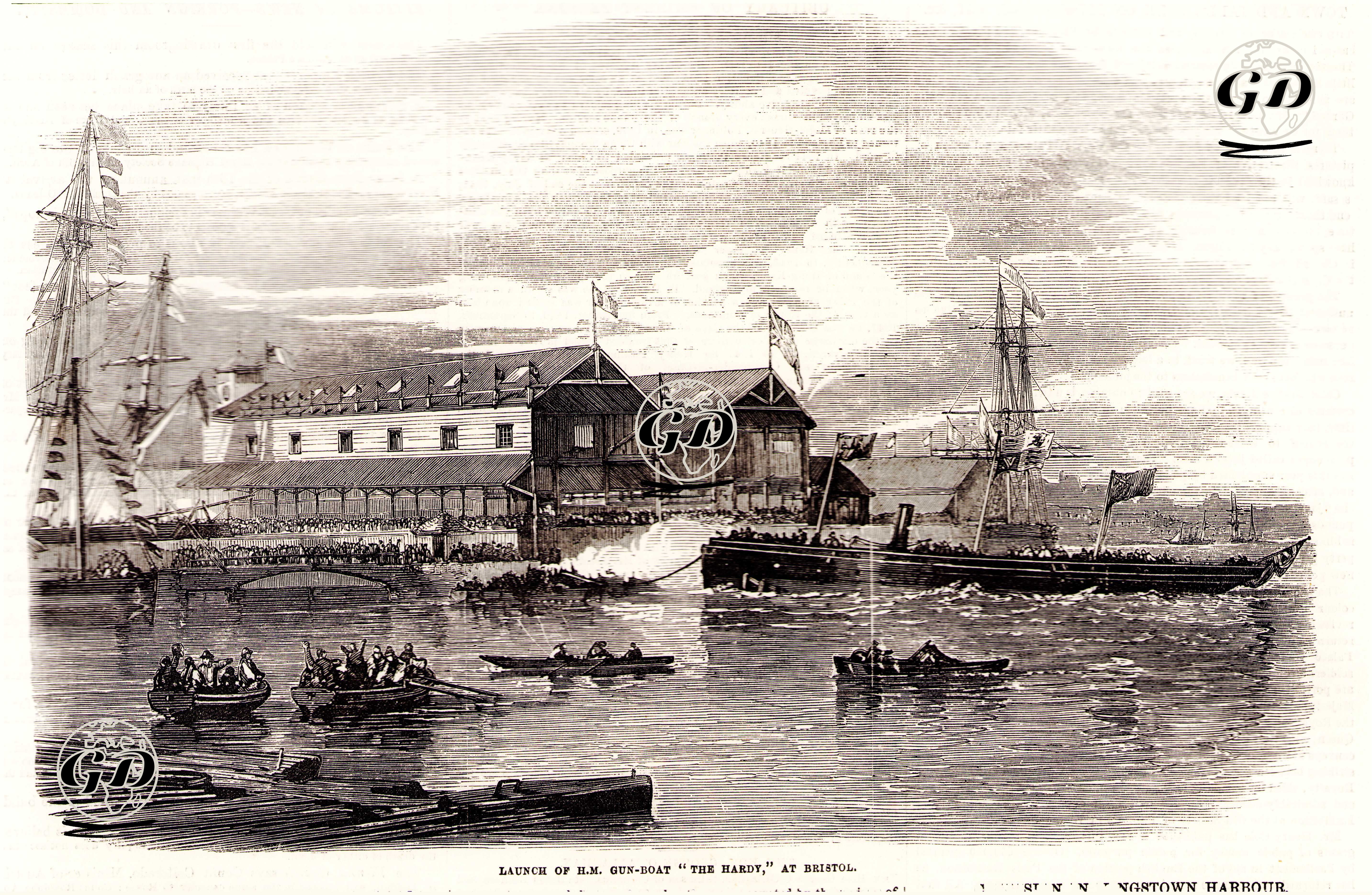 Launch Of H.M. Gun Boat "The Hardy" At Bristol  -  - 1856