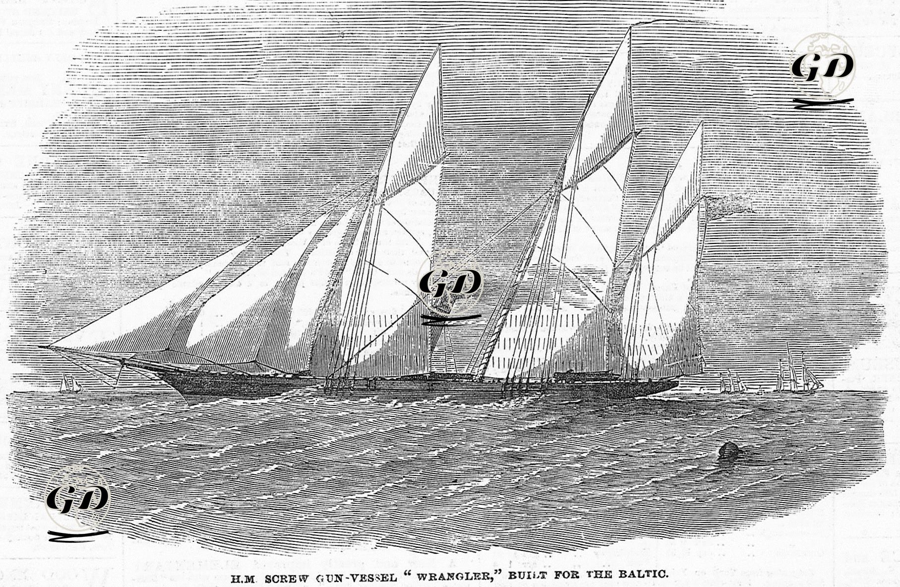 Baltık Denizi İçin Yapılmış Uskurulu (Pervaneli) İngiliz Savaş Gemisi "Wrangler"  -  - 1854