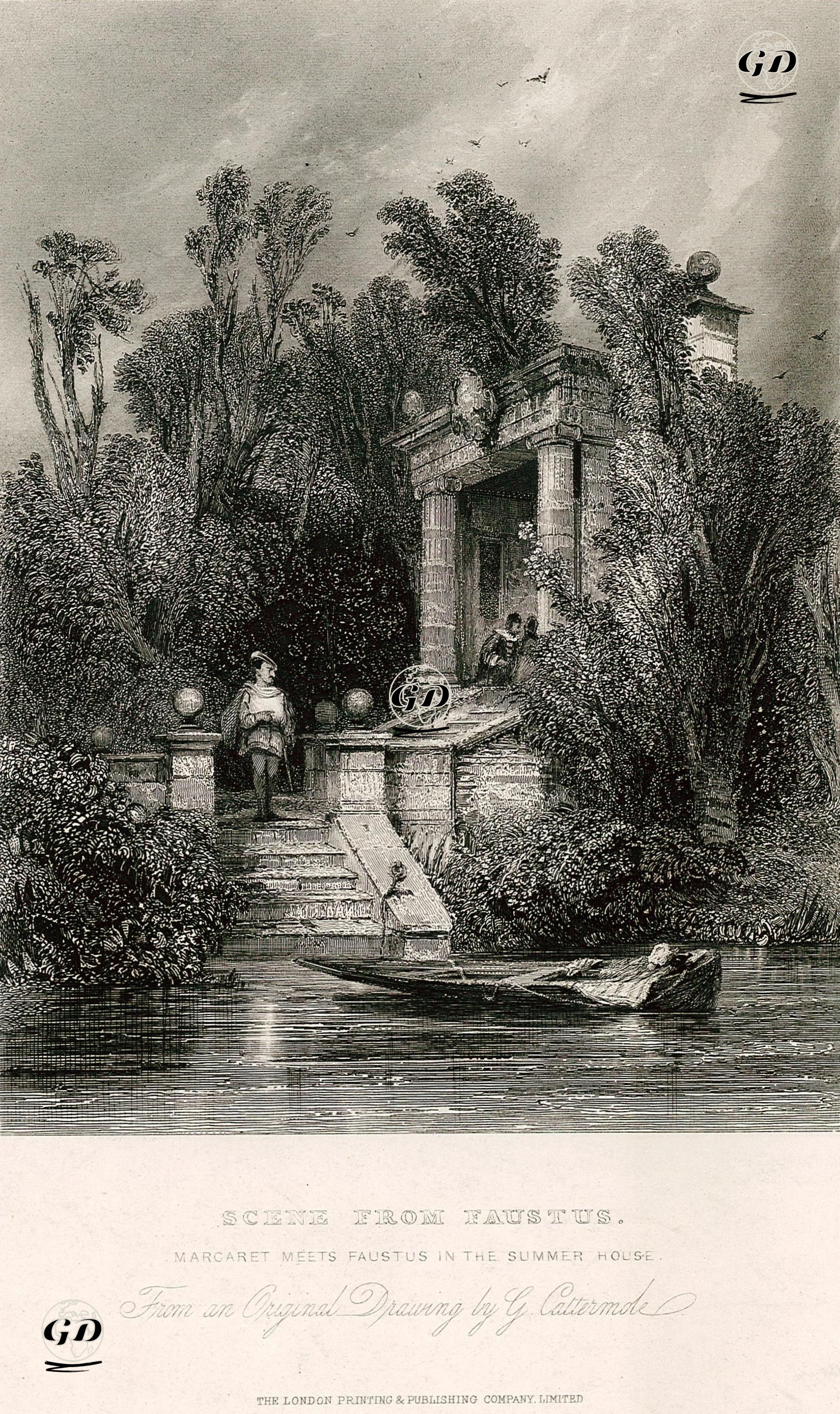 Faustusdan Bir Sahne-Yazlık Evde Marcaret İle Faustus Buluşuyor - George Cattermole (1800-1868) - 1860's