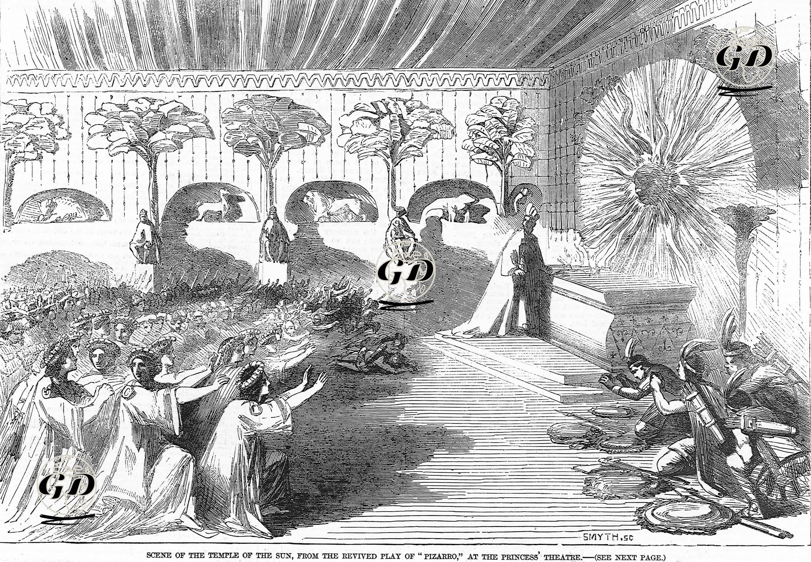 Scene Of The Temple Of The Sun From The Revived Play Of Pizarro At The Princess' Theatre  -  - 1856