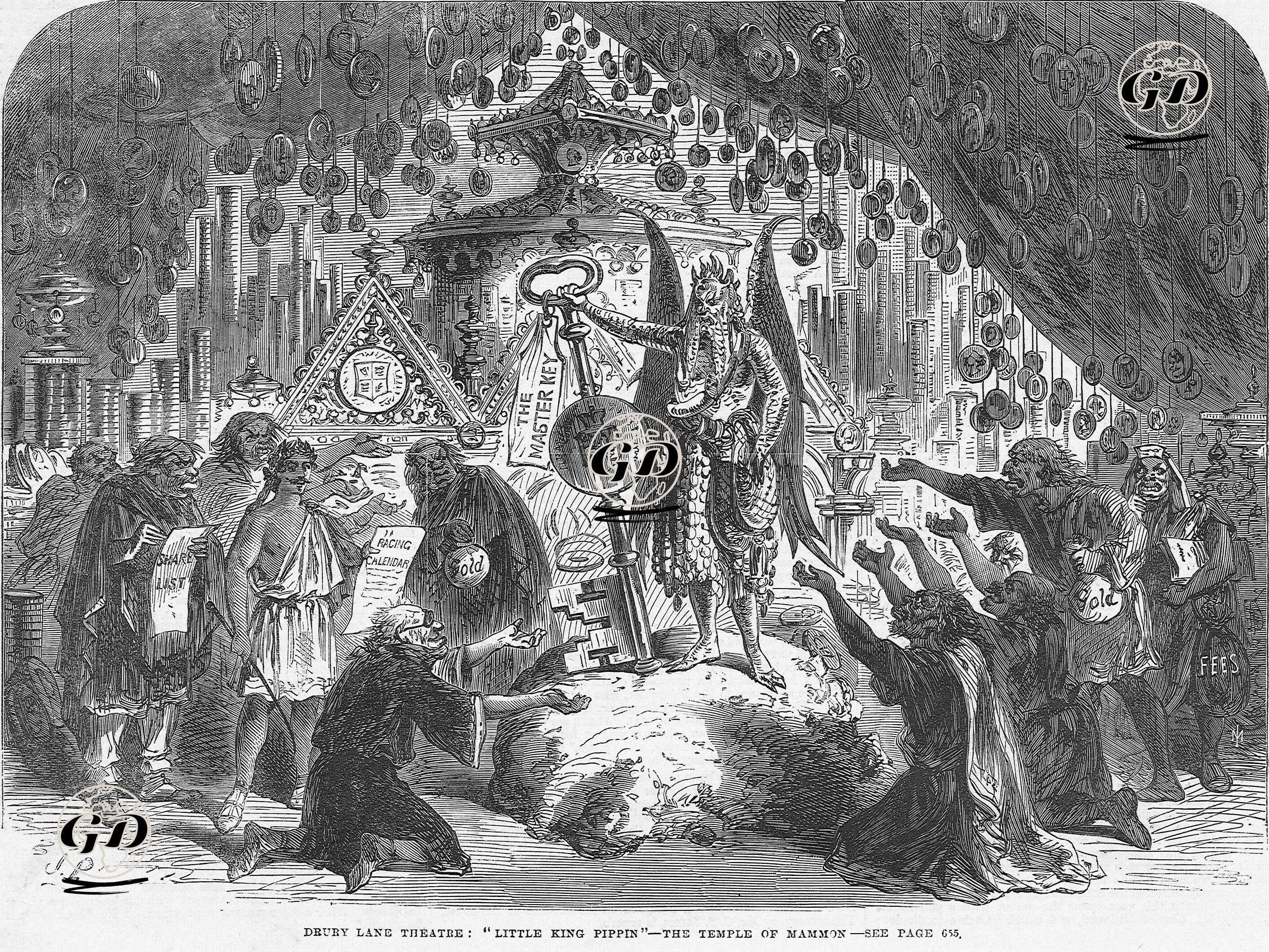 "Küçük Kral Pippin"  Oyununda Mammon Tapınağı Sahnesi, Drury Lane Tiyatrosu  -  - 1865