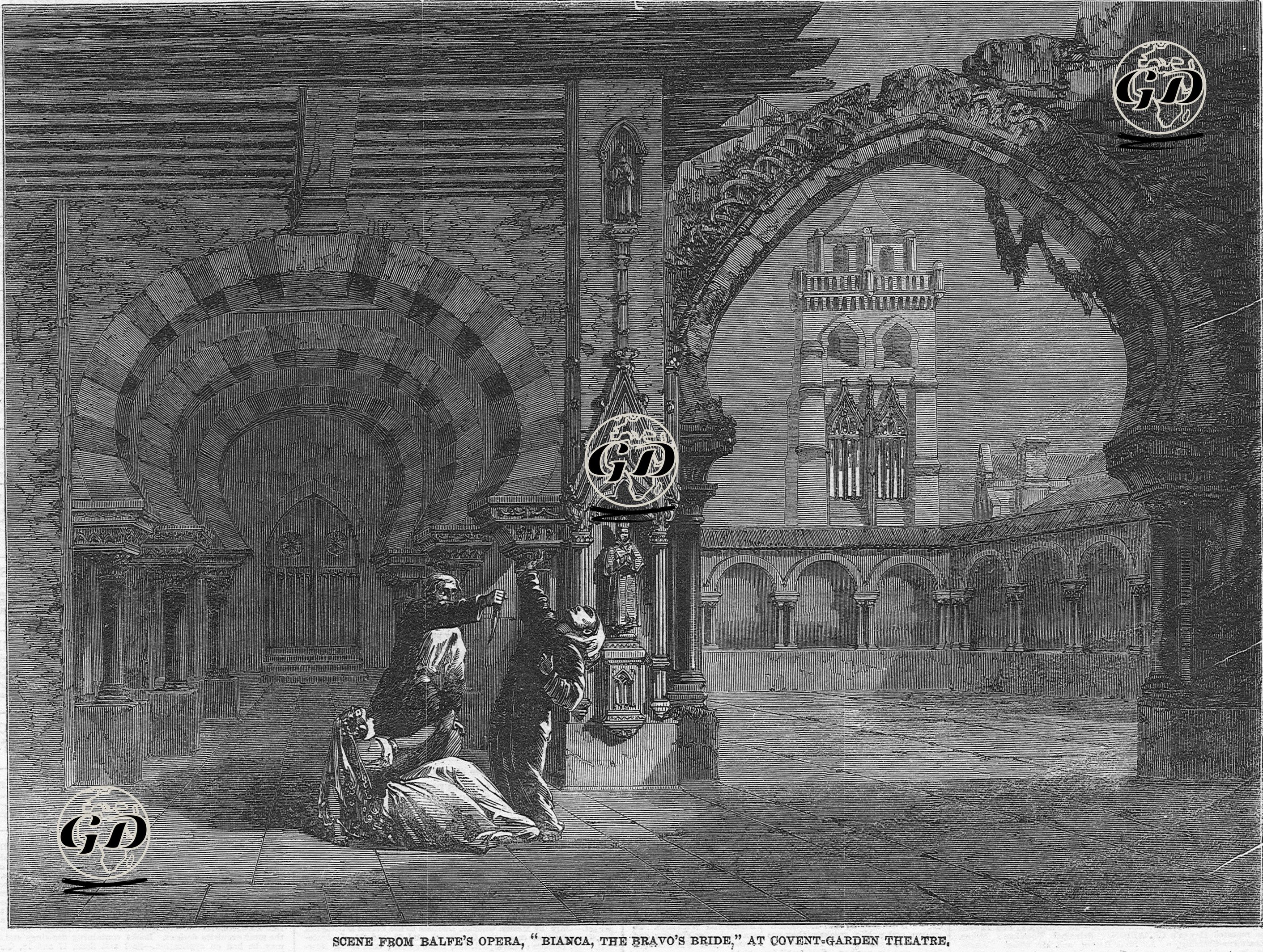 Michael William Balfe'nin Operası "Bravo'nun Gelini Bianca'dan" Bir Sahne, Covent Garden Tiyatrosu  -  - 1861