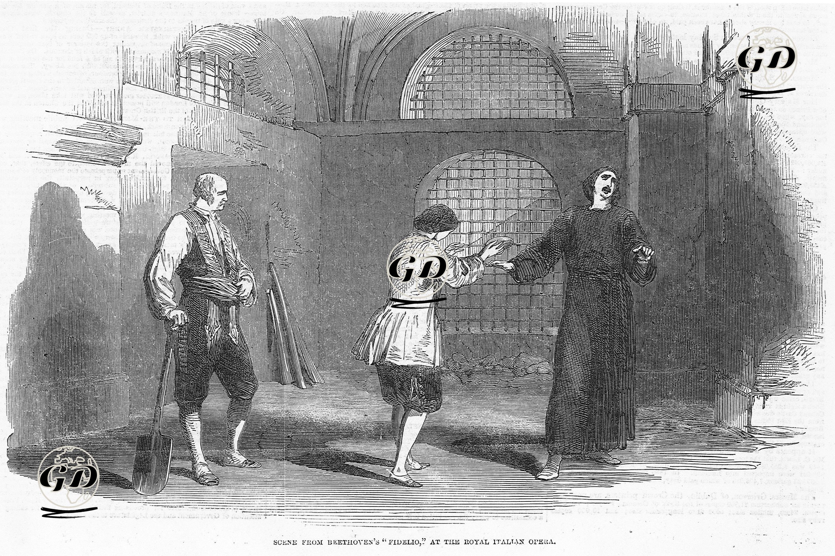 Ludwig Van Beethoven'ın "Fidelio" Operasından Bir Sahne, Kraliyet İtalyan Operası -  - 1851
