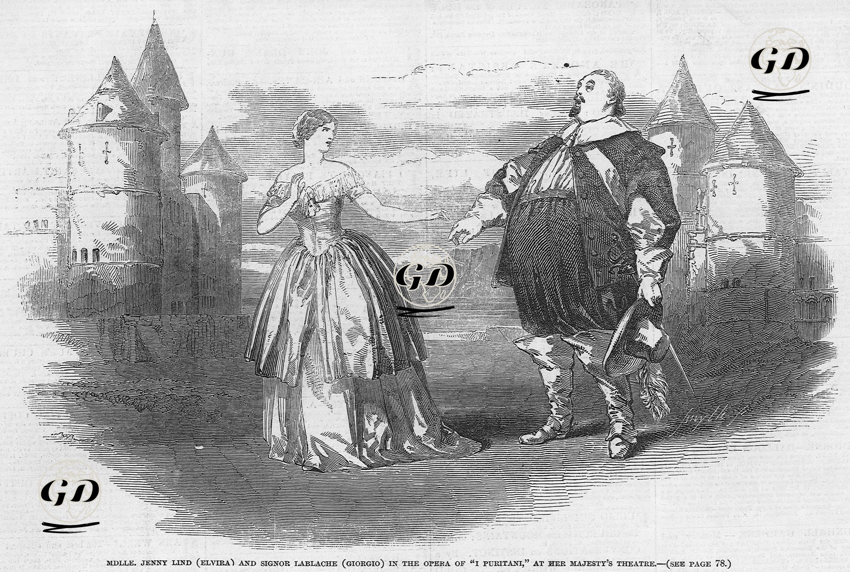 "I Puritani" Operasında Elvira Rolünde Jenny Lind Ve Giorgio Rolünde Luigi Lablache, Kraliyet Tiyatrosu -  - 1848