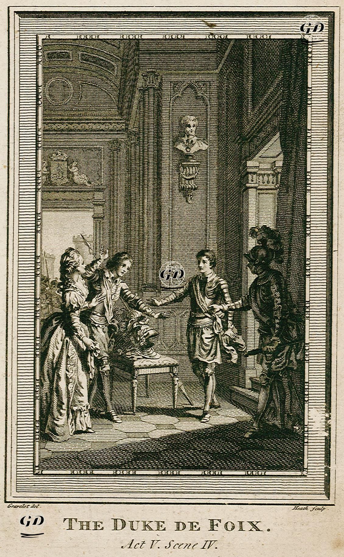 "Amelia Ya da Foix Dükü", V. Perde IV.Sahne  - Hubert Francois Gravelot (1699-1773) - 1790's