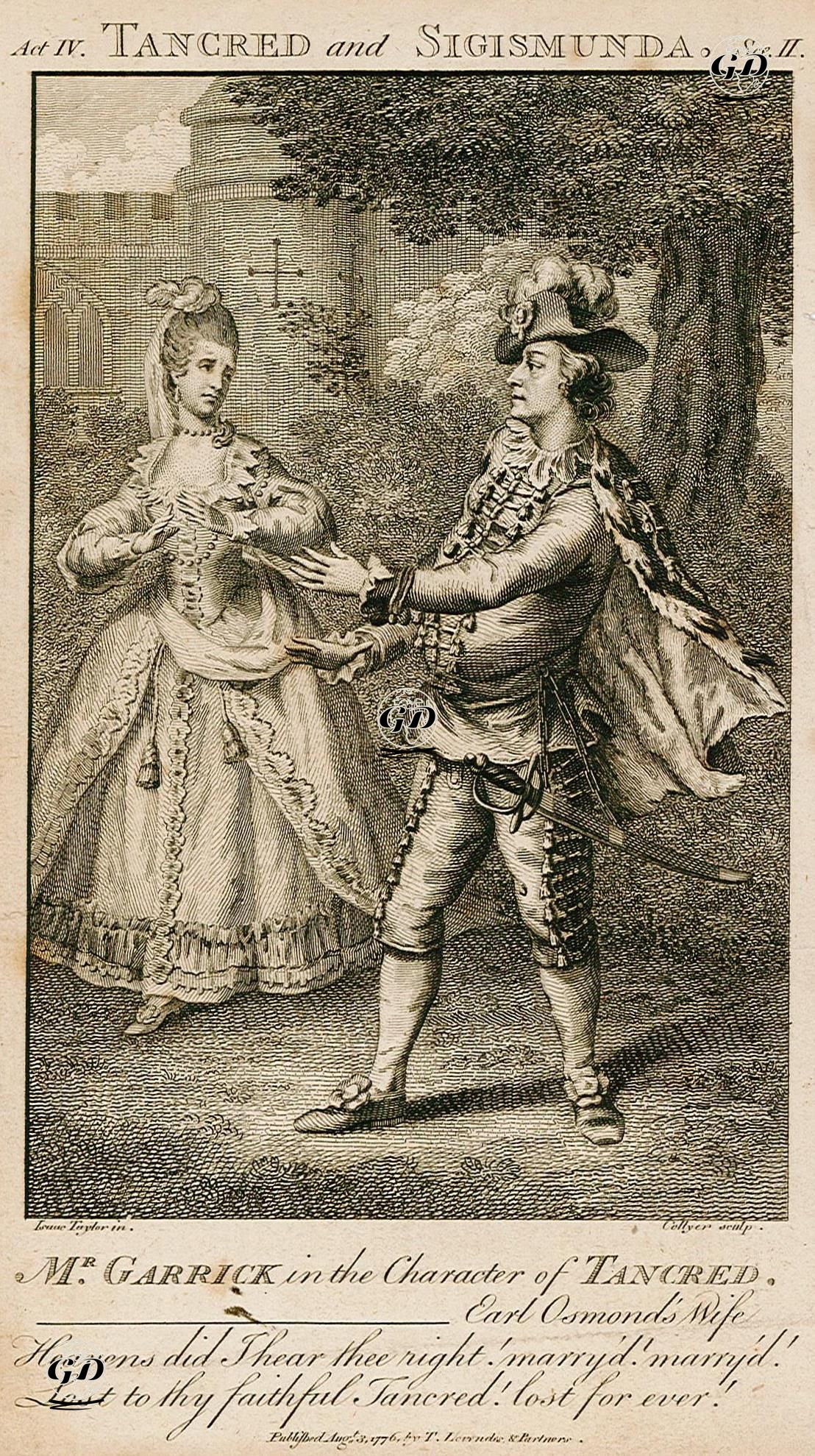 "Tancred Ve Sigismunda", IV. Perde II.Sahne , Tancred Rolünde David Garrick  - Isaac Taylor (1730-1807) - 1776