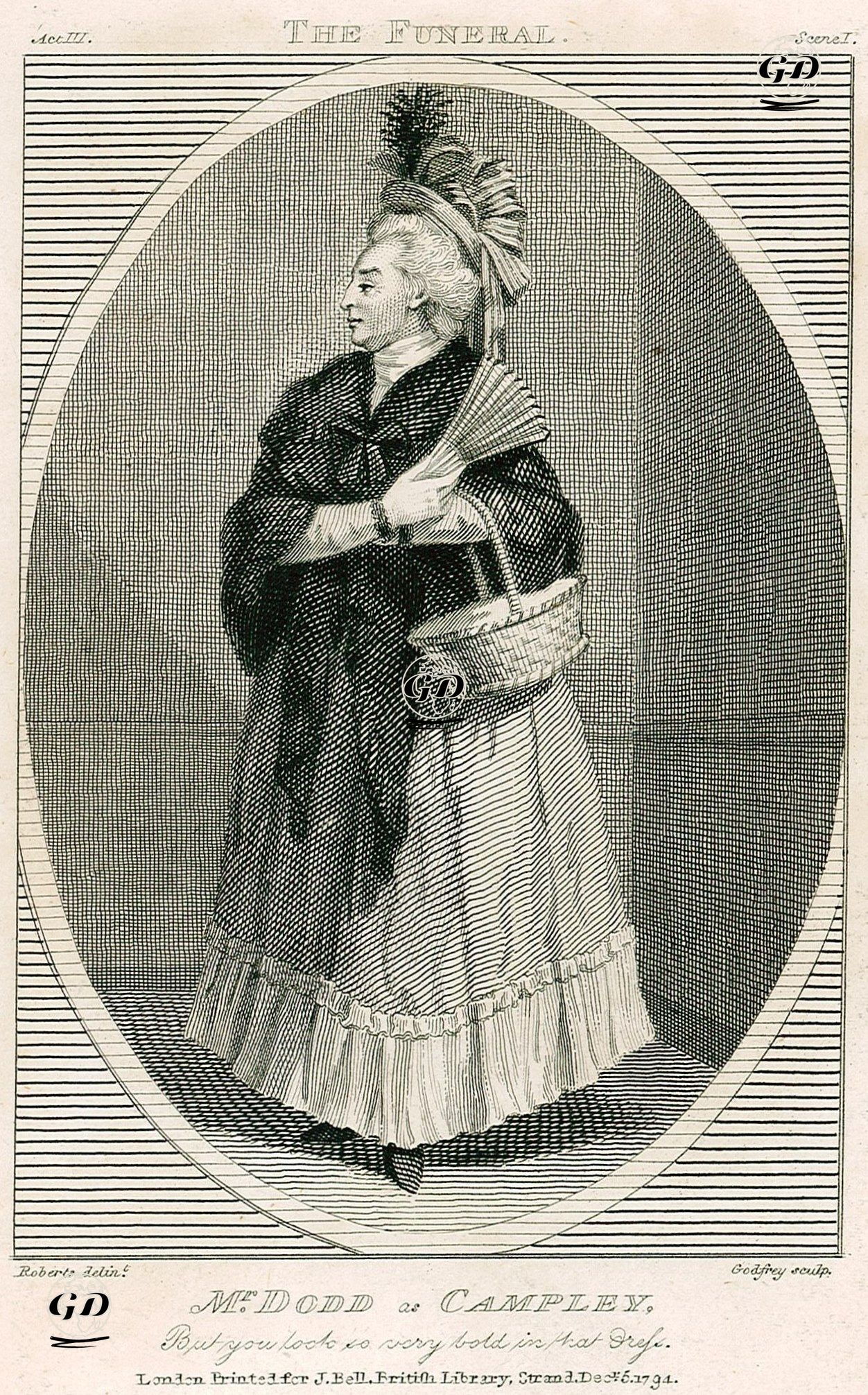 "Cenaze",  III. Perde I.Sahne, Campley Rolünde James William Dodd - James Roberts (1753-1810) - 1794