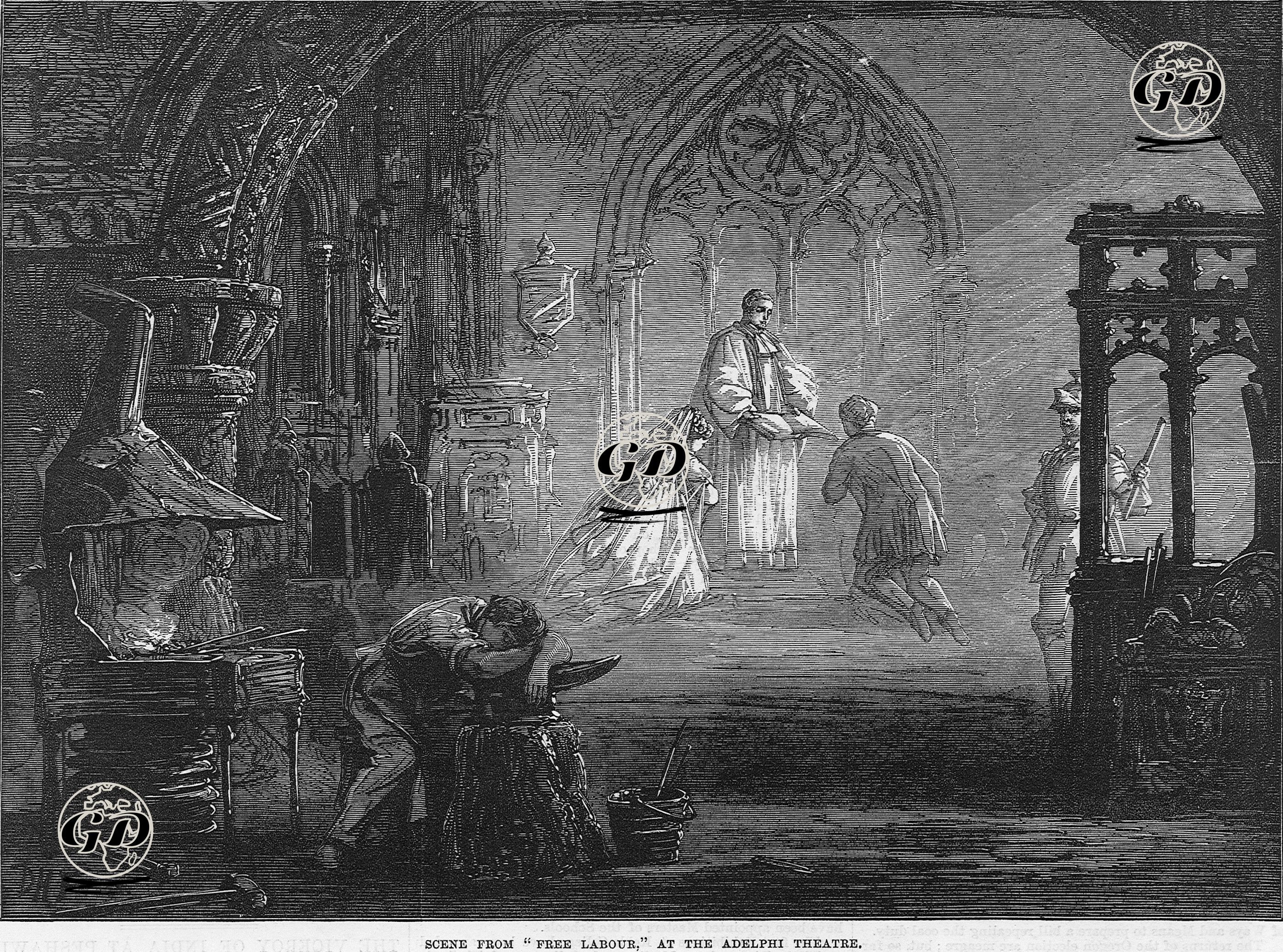 Scene From "Free Labour" At Adelphi The Theatre  -  - 1870