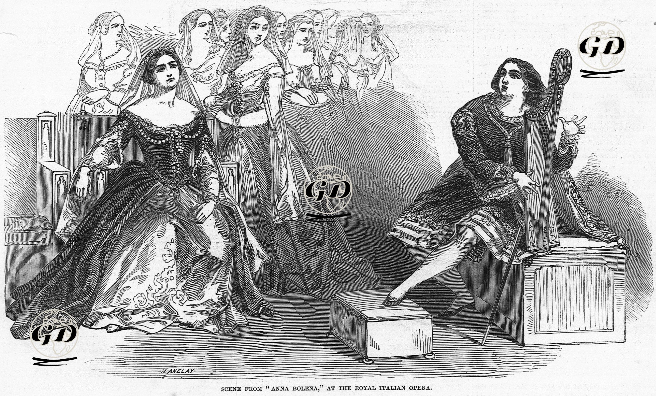 "Anna Bolena" Operasından Bir Sahne, Kraliyet İtalyan Operası  -  - 1848