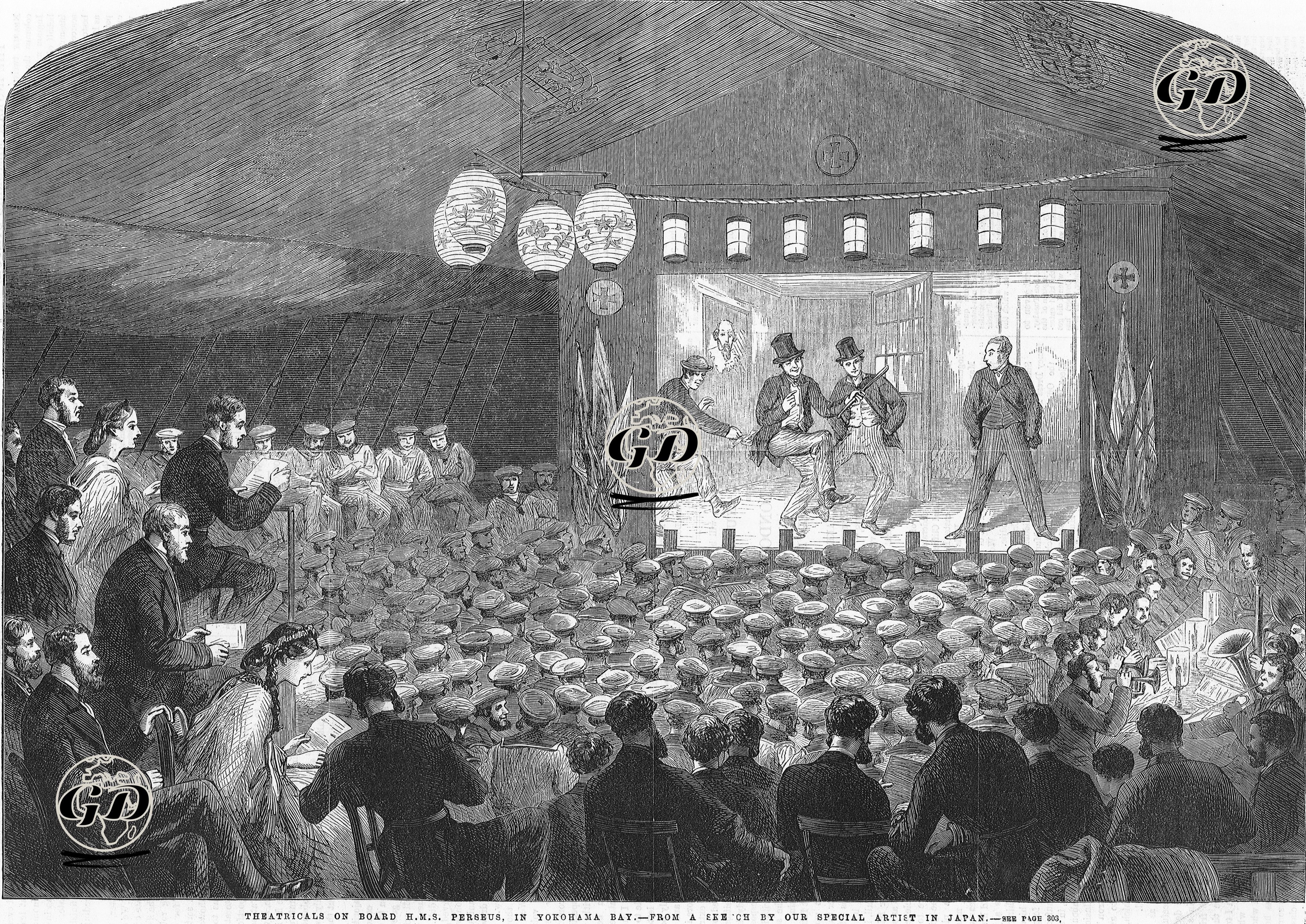 Theatricals On Board H.M.S. Perseus In Yokohoma Bay -  - 1863