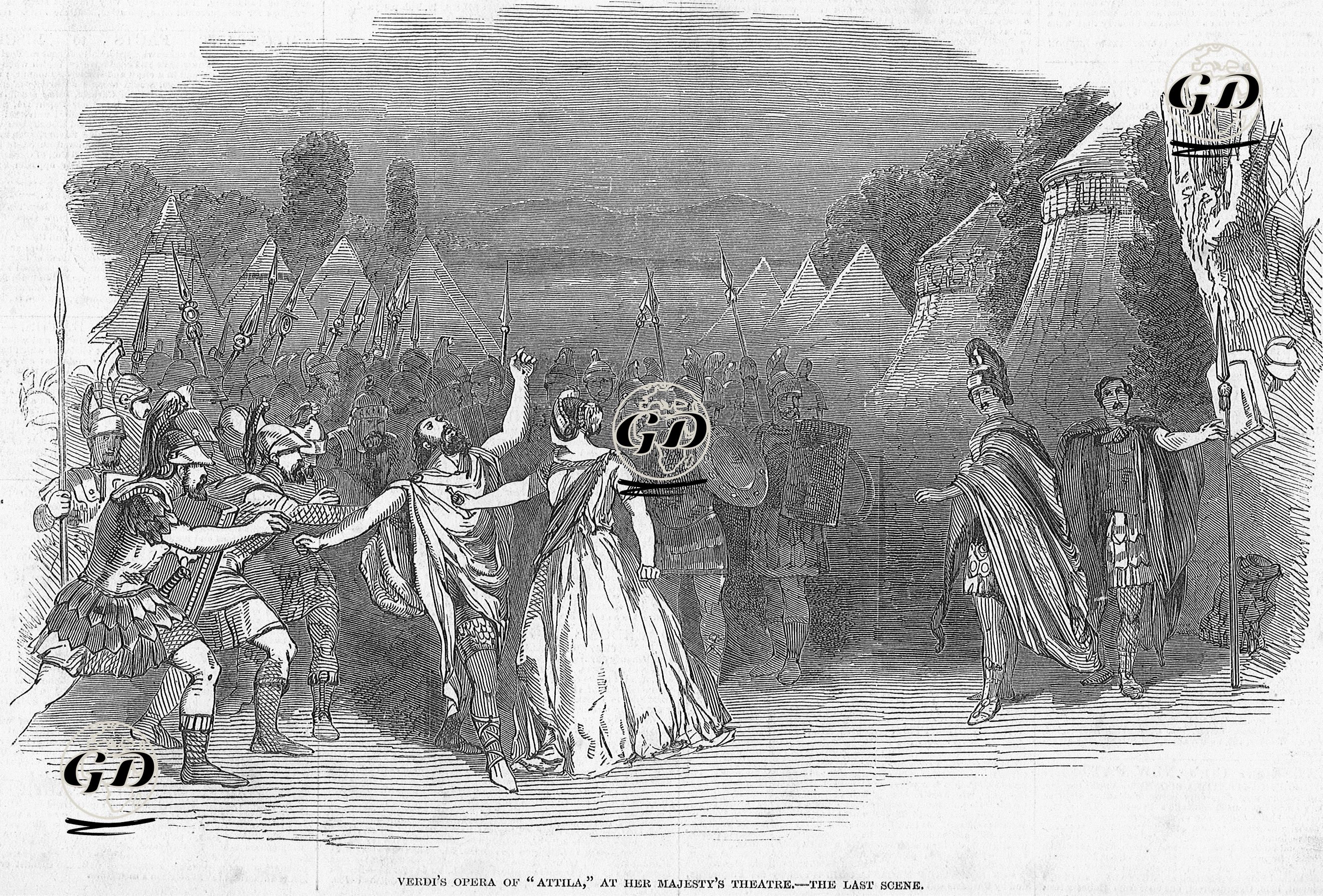 Giuseppe Verdi'vin "Atilla" Operasının Son Sahnesi, Kraliyet  Tiyatrosu  -  - 1848
