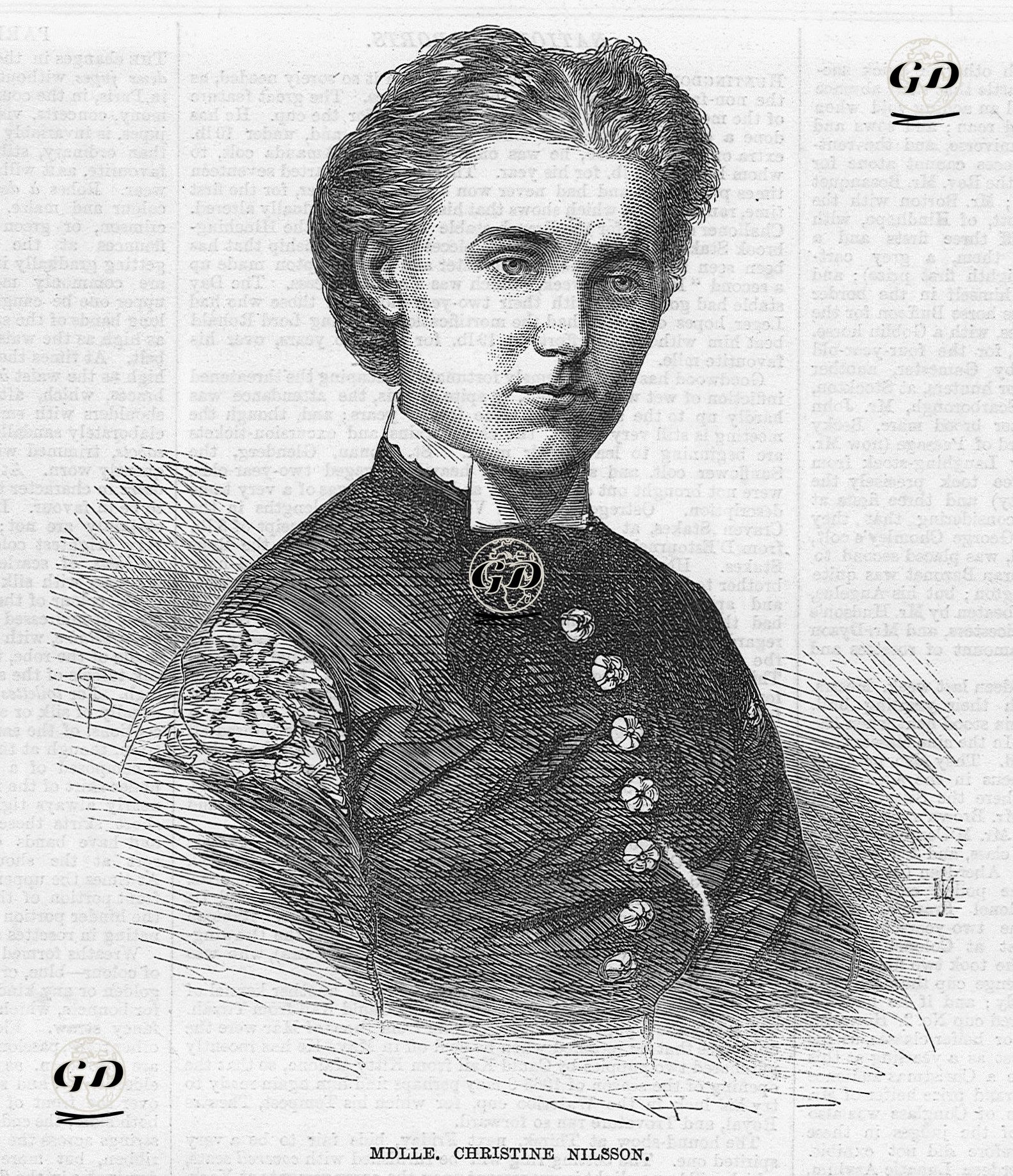 Swedish Opera Singer Mdlle. Christina Nilsson -  - 1867