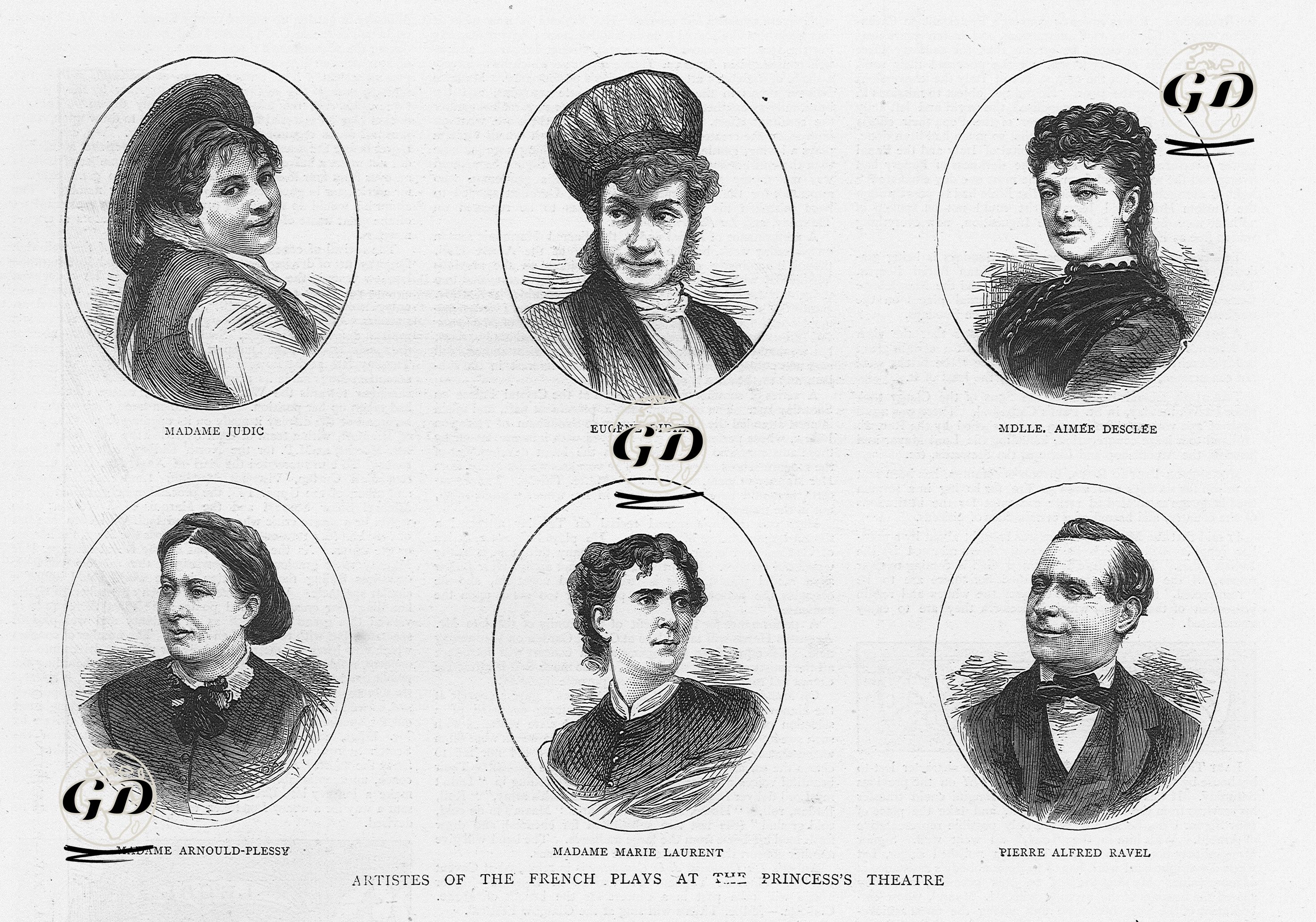 Prenses Tiyatrosunda Fransız Artistler-Madame Judic, Eugene Didier, Aimee Desclee, Madame Arnould Plessy, Madame Marie Laurent, Pierre Alfred Ravel  -  - 1873