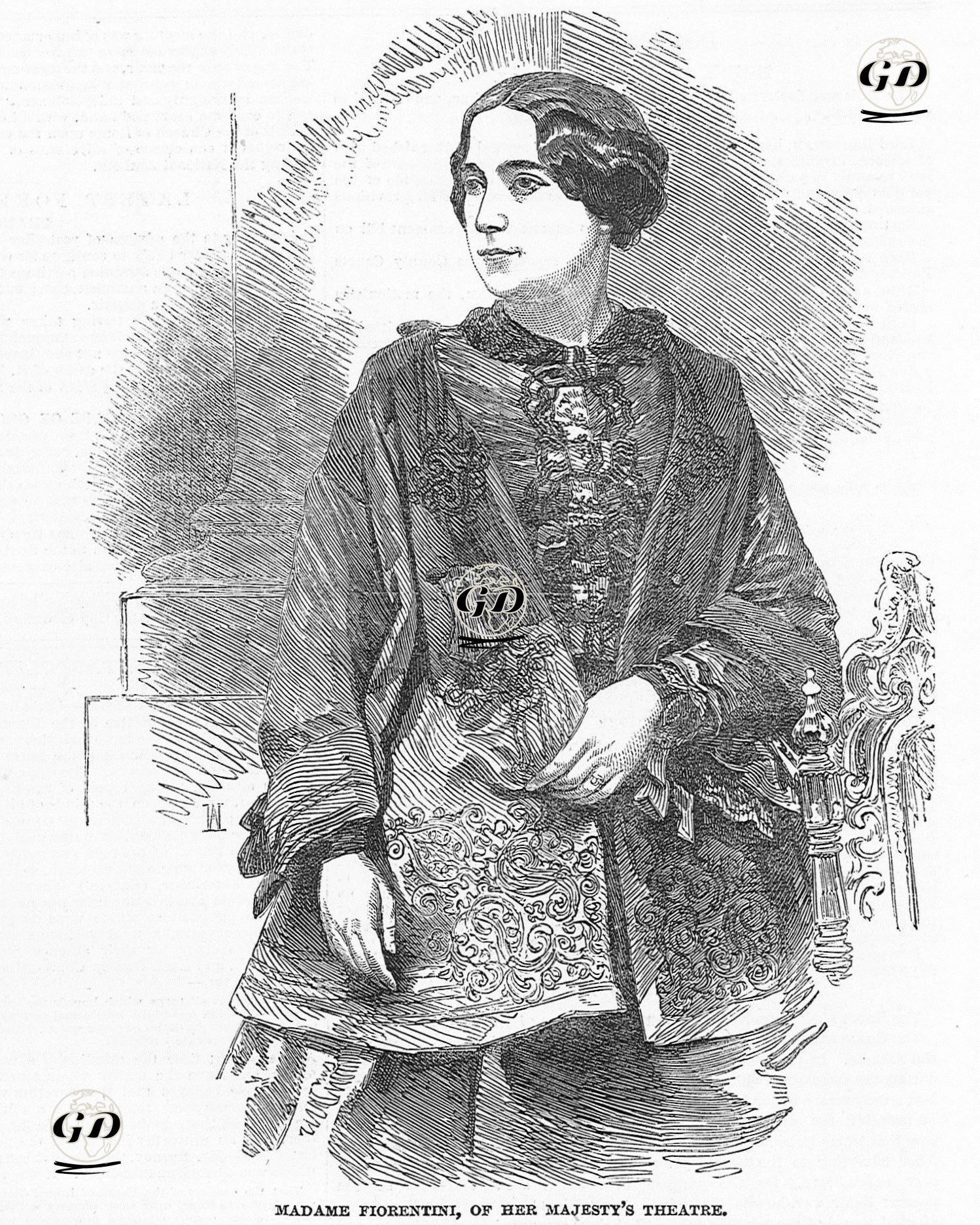 Kraliyet Tiyatrosunda Opera Baş Kadın Oyuncu Claudina Fiorentini -  - 1851