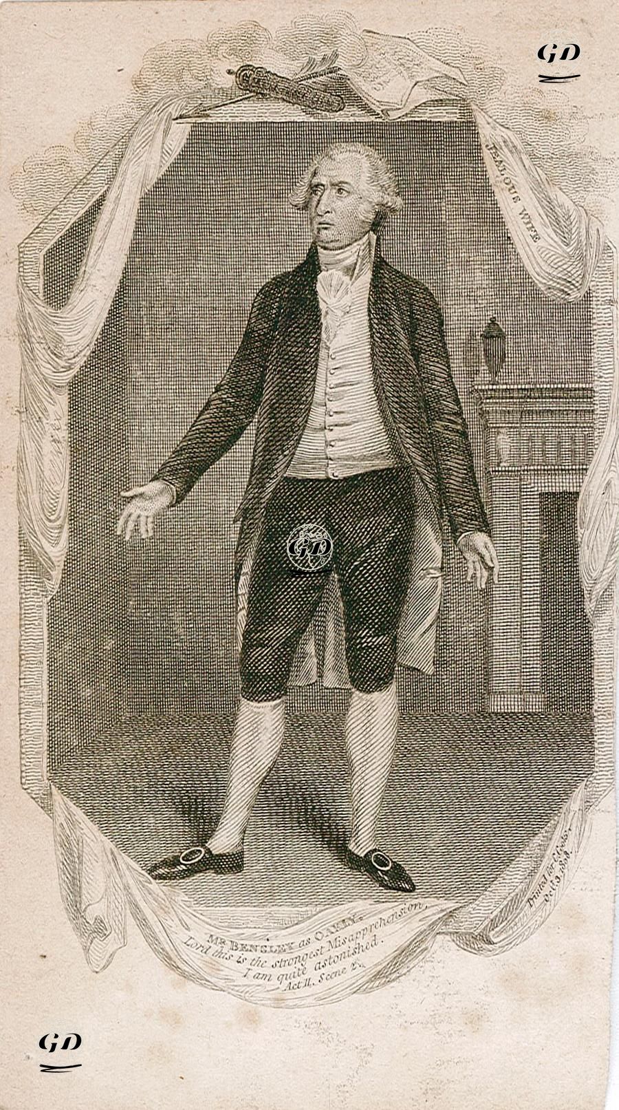 Jealous Wife, Mr. Bensley As Oakley, Act II. Scene II. -  - 1808