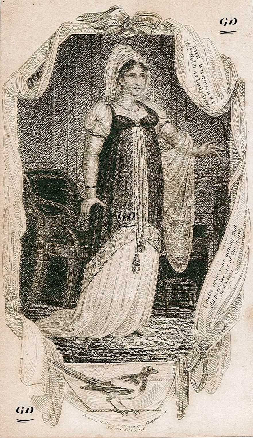 The Brothers, Mrs.Webb As Lady Dove Act II Scene II - Henry Moses (1782-1870) - 1808