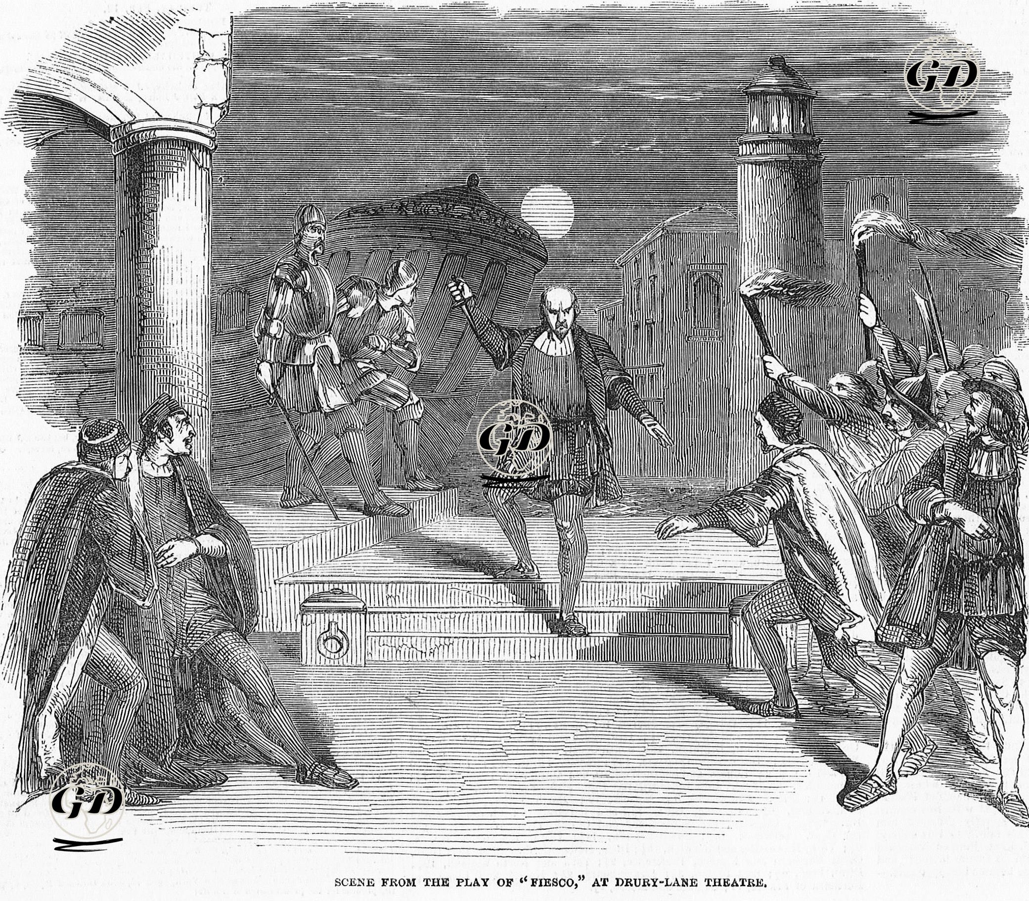 Scene From The Play Of "Fiesco" At Drury Lane Theatre  - Brunning - 1850