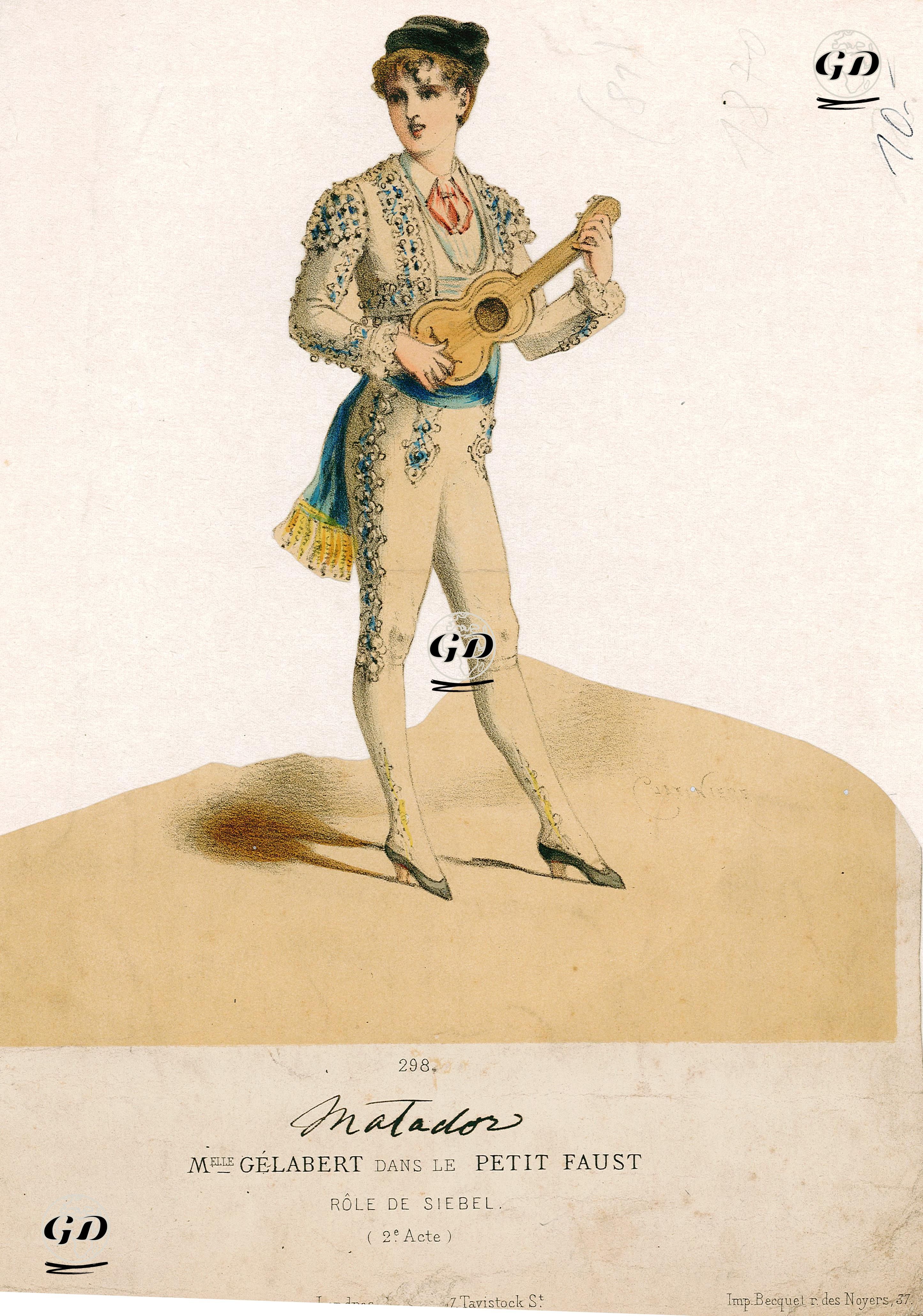 "Küçük Faust" Operasında Conchita Maria Gelabert Matador Kostümü İle Siebel Rolünde Perde II. -  - 1880's
