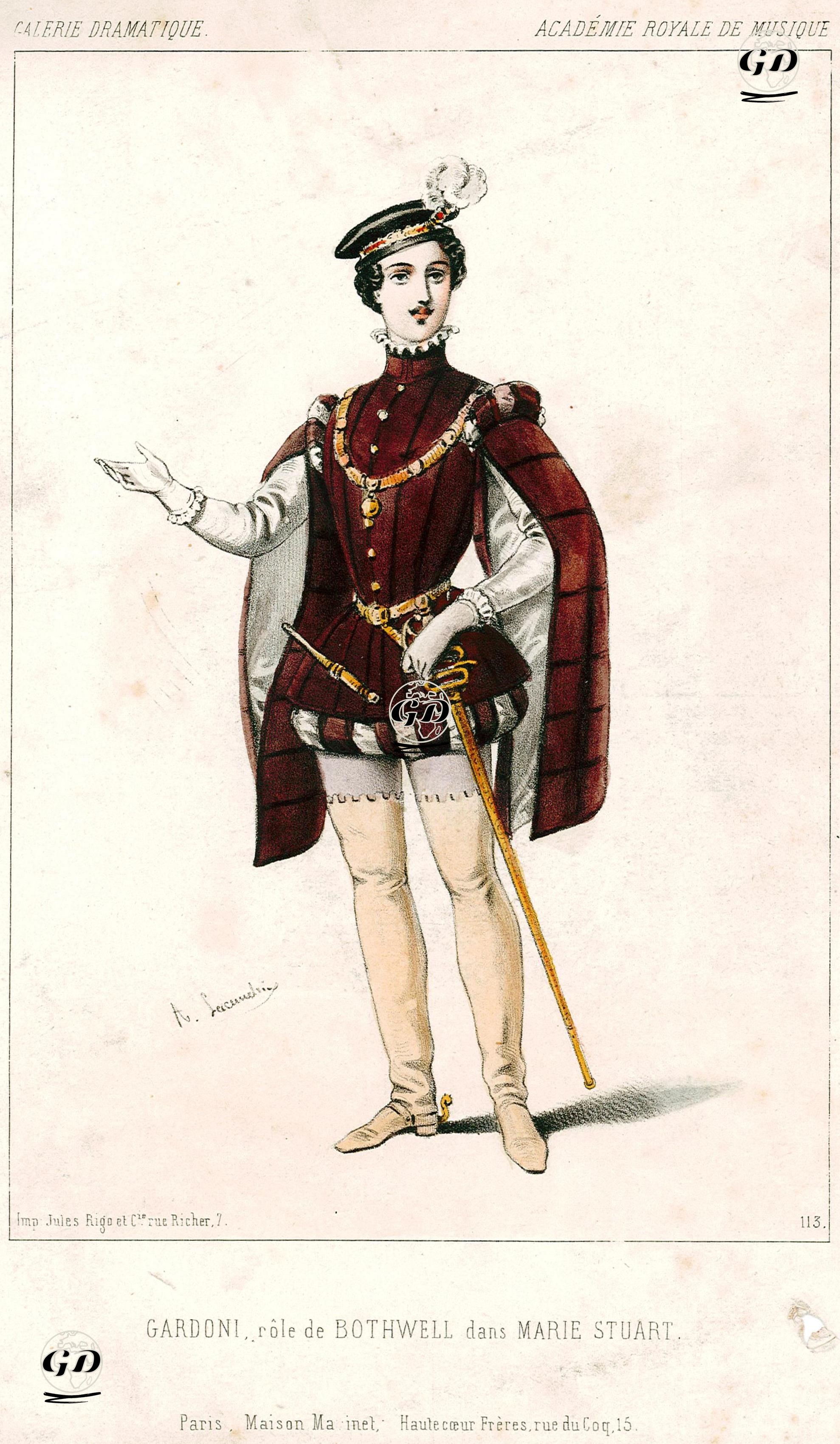 "Marie Stuart" Operasında Italo Gardoni Bothwell Rolünde - Alexandre Lacauchie - 1846