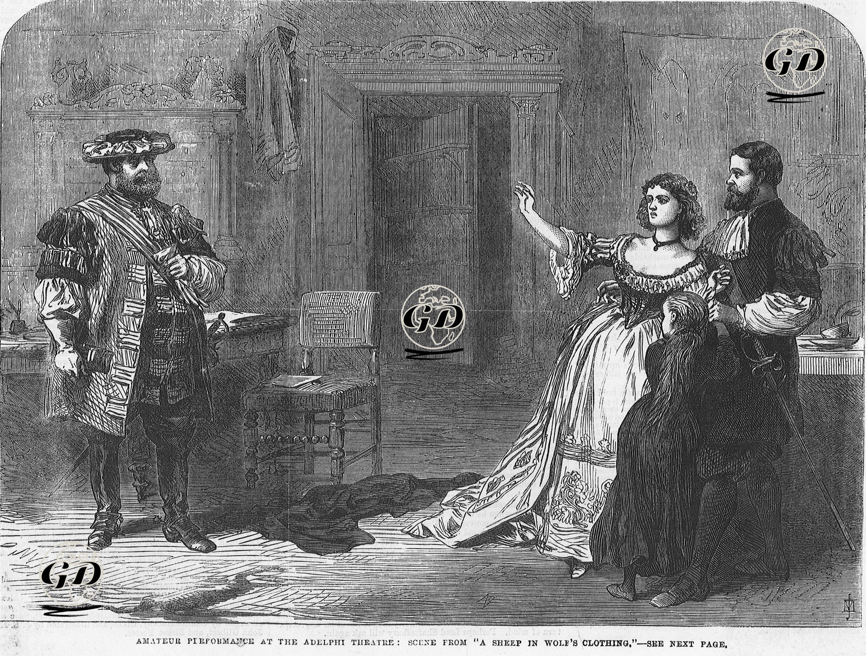Amateur Performance At The Adelphi Theatre, Scene From "A Sheep İn Wolf's Clothing"  -  - 1867