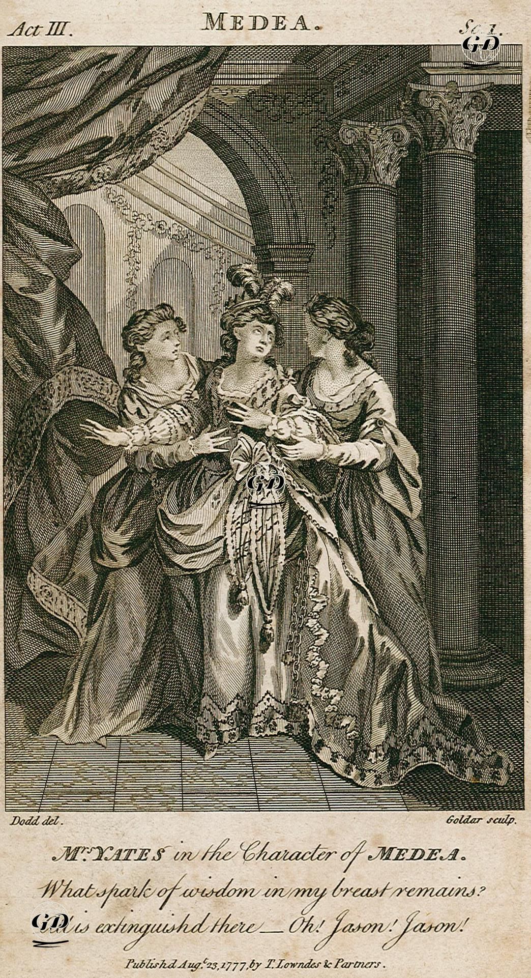 "Medea" Oyununda Mary Ann Yates Medea Rolünde III.Perde I.Sahne - Daniel Dodd (1761-1780) - 1777