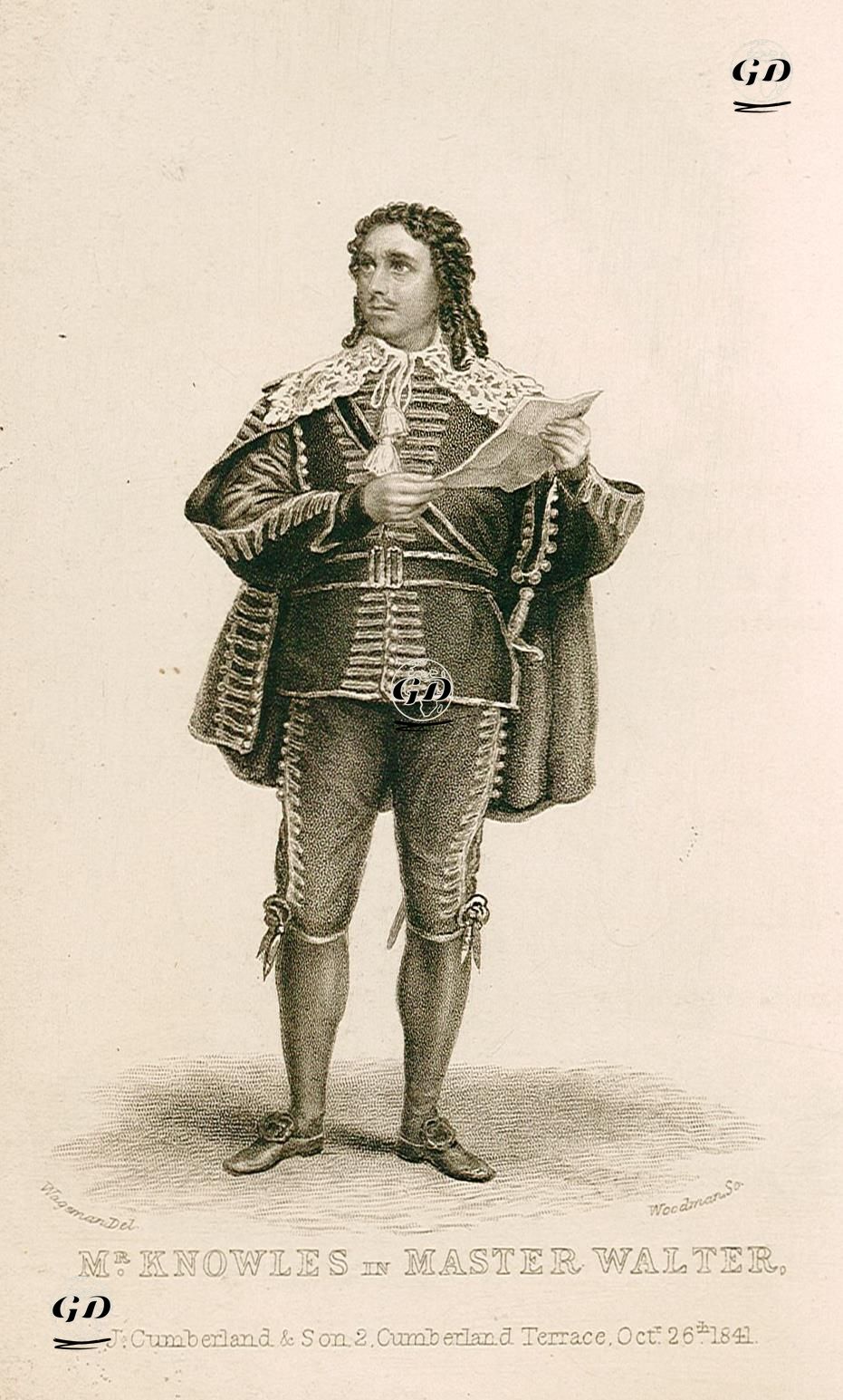Mr.Knowles In Master Walter (The Hunchback) - Thomas Charles Wageman (1787-1863) - 1841