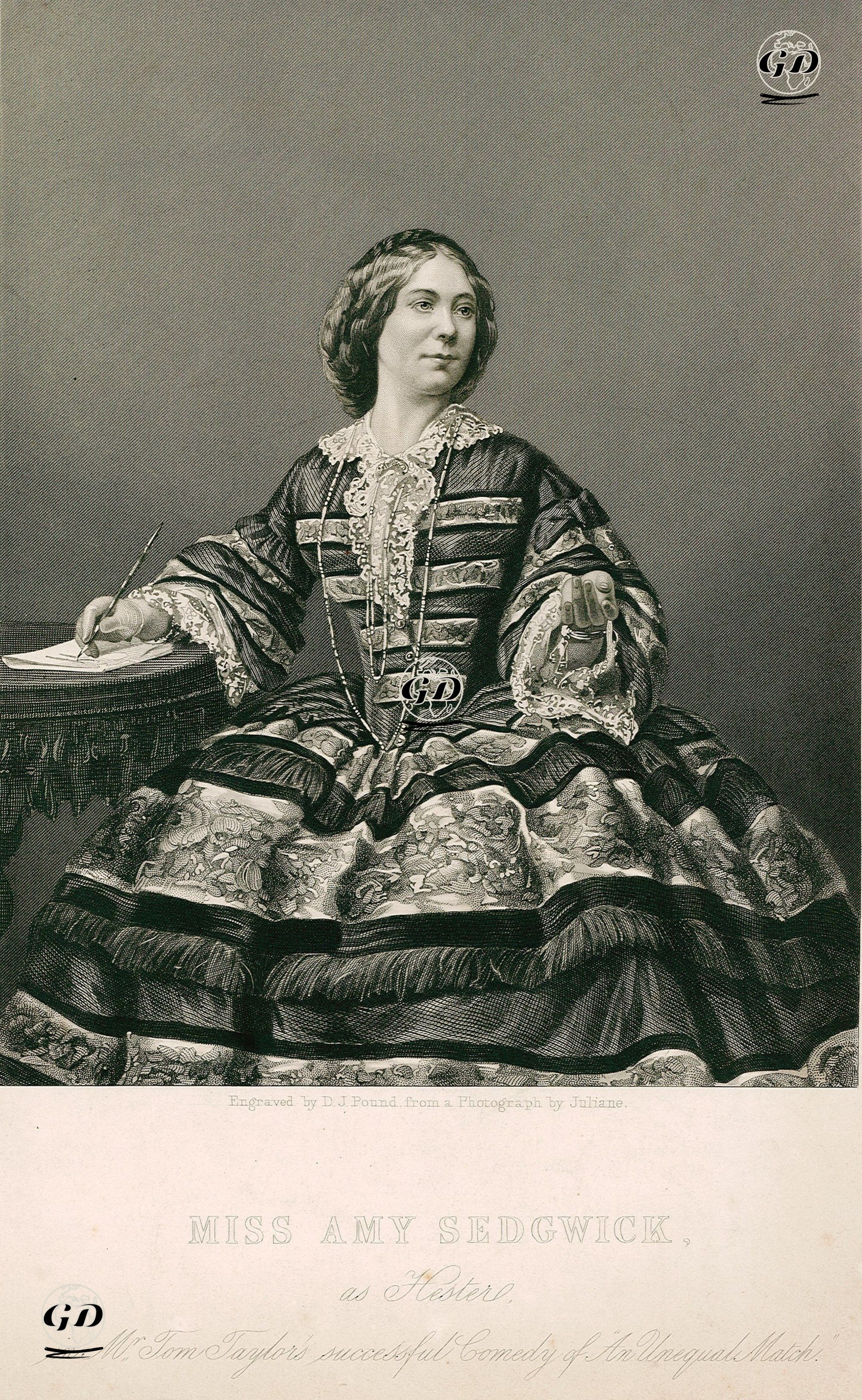 Tom Taylor'un "Eşitsiz Eşleşme" Oyununda Amy Sedgwick Hester Rolünde  -  - 1850's