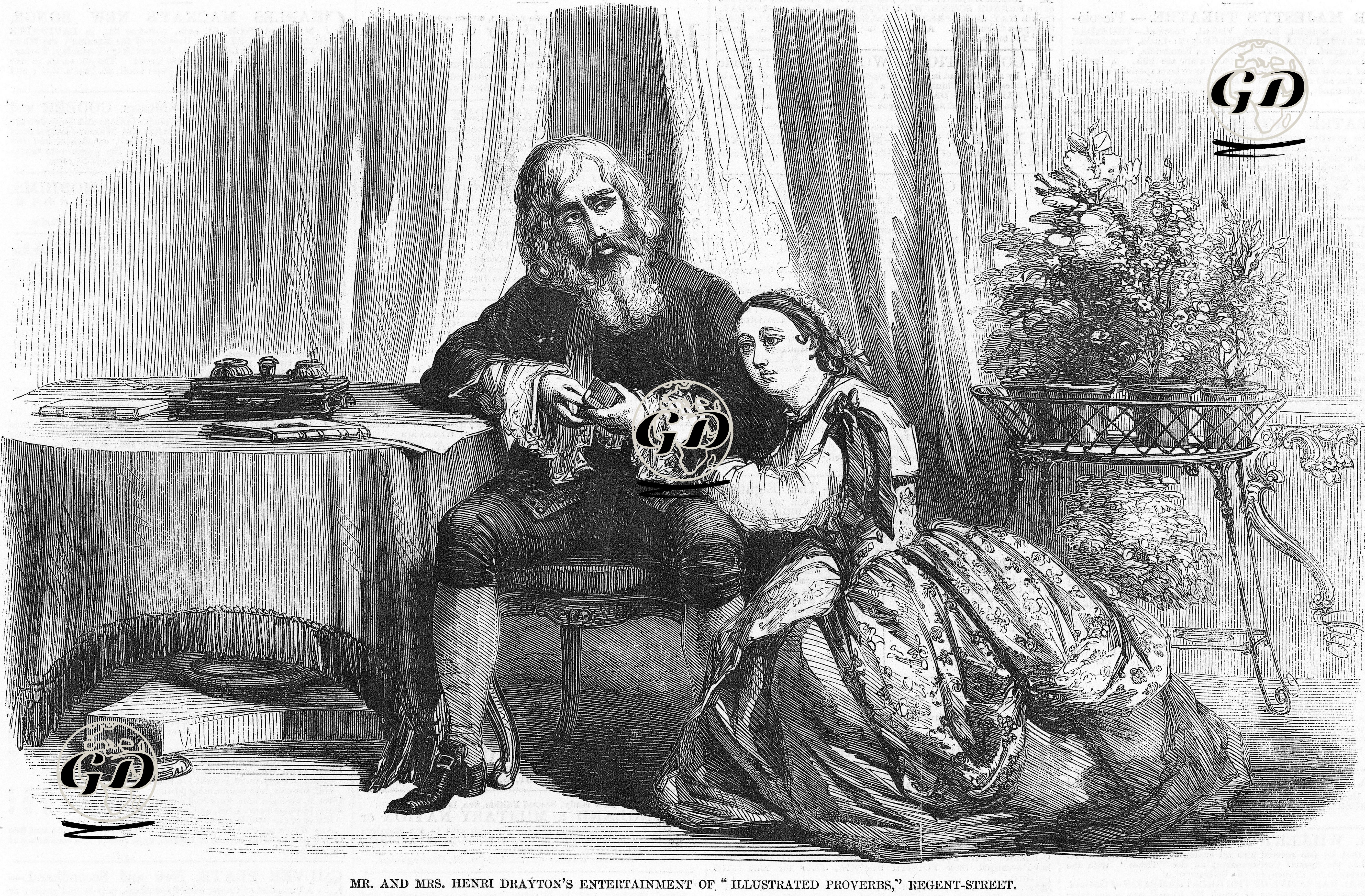 "illustrated Proverbs" Oyununda Bay ve Bayan Henri Drayton -  - 1857