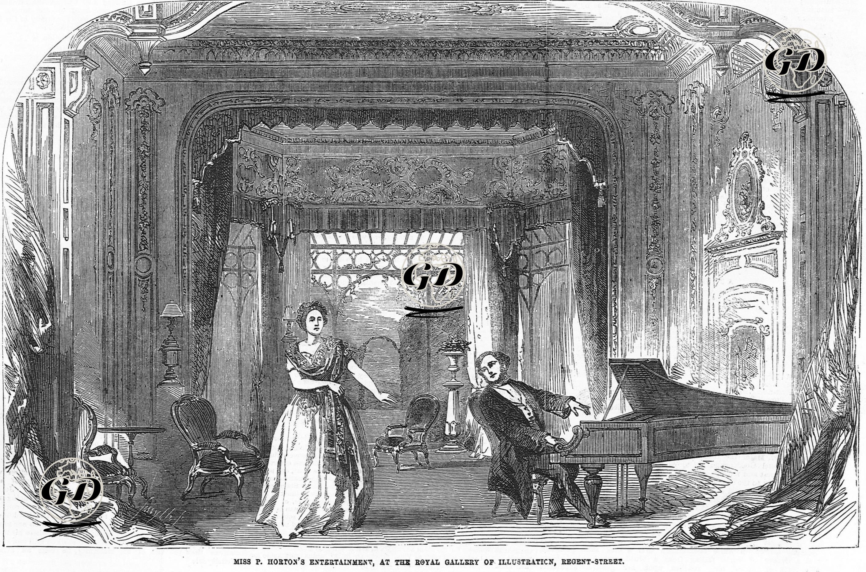 Bayan P.Horton Eğlencesi, Kraliyet Gösteri Galerisi, Regent Street  -  - 1856