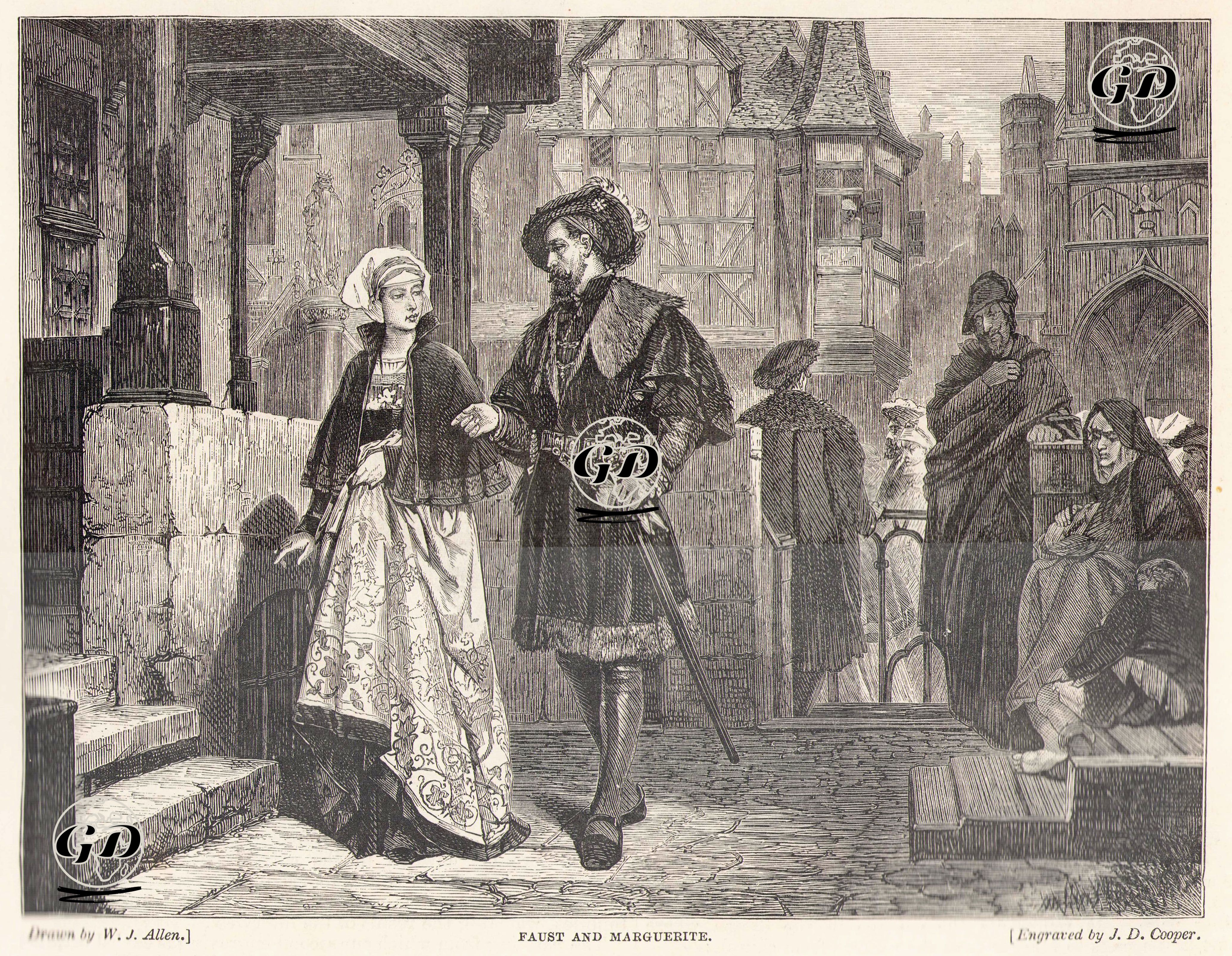 Kiliseden Gelen Marguerite İle Faust'un İlk Konuşması - W.J.Allen - 1867