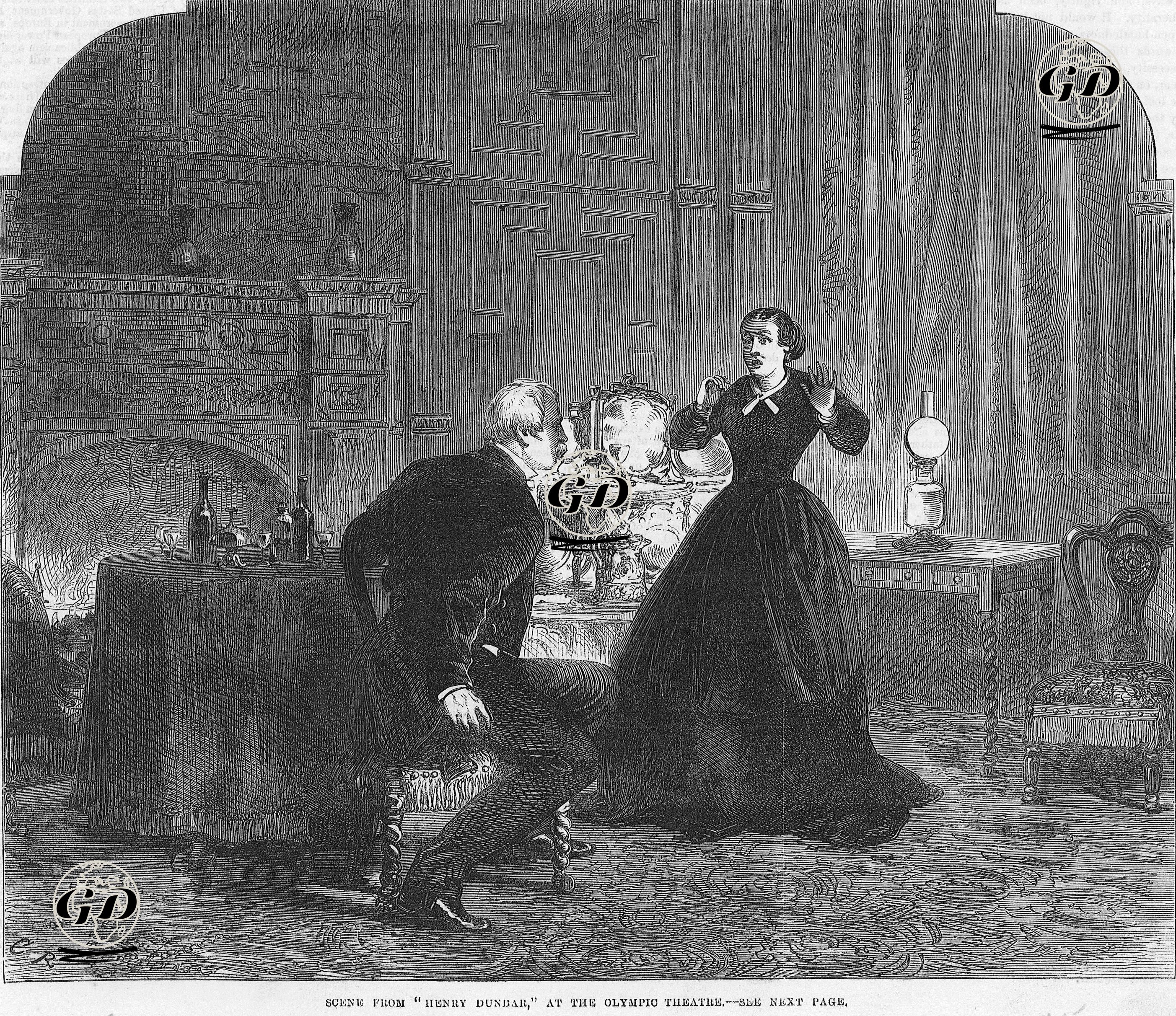 Scene From "Henry Dunbar" At The Olympic Theatre  -  - 1865