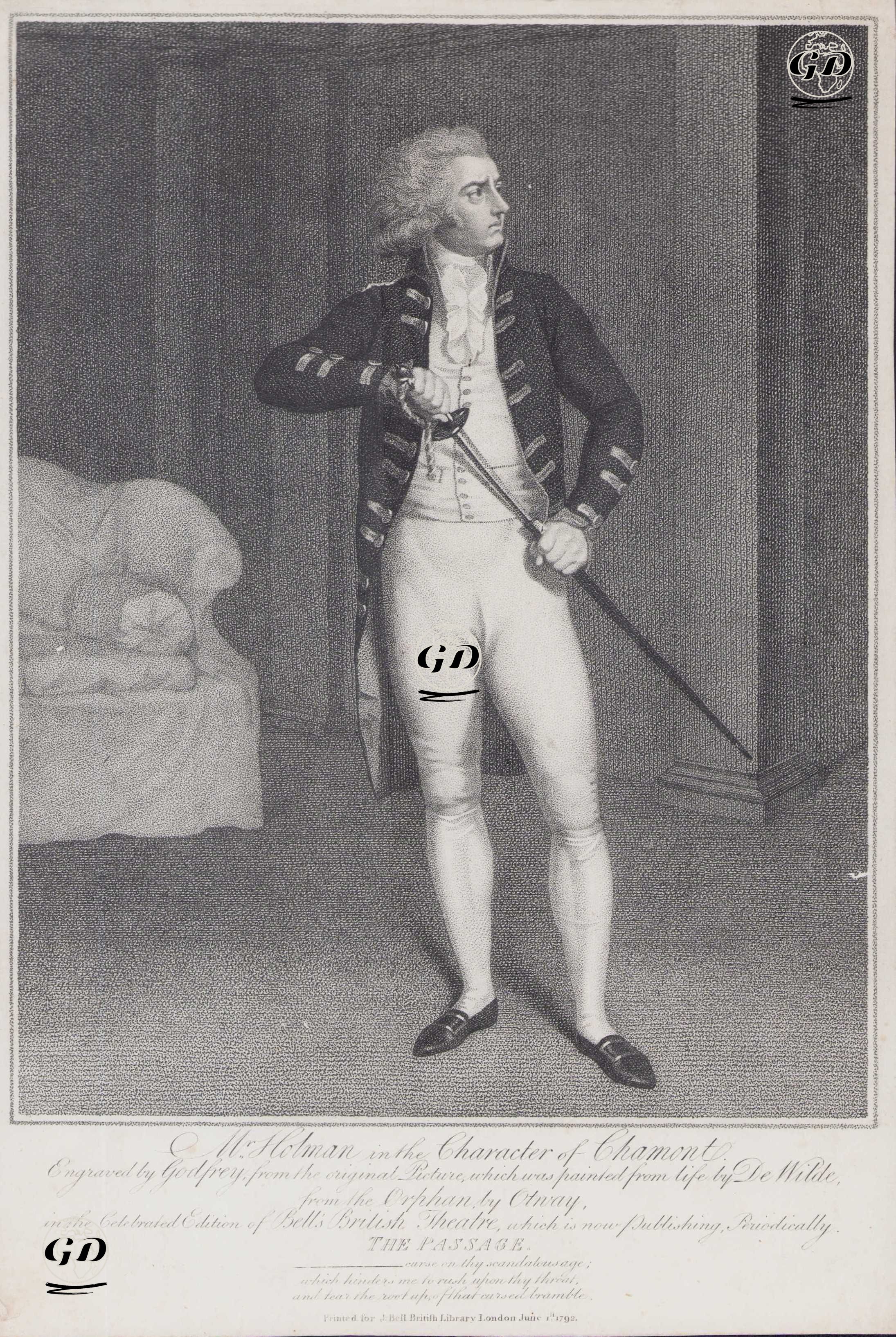 Thomas Otway Tarafından Yazılan Orphan Oyununda Chamont Rolünde Joseph George Holman  - Samuel De Wilde (1748-1832) - 1792