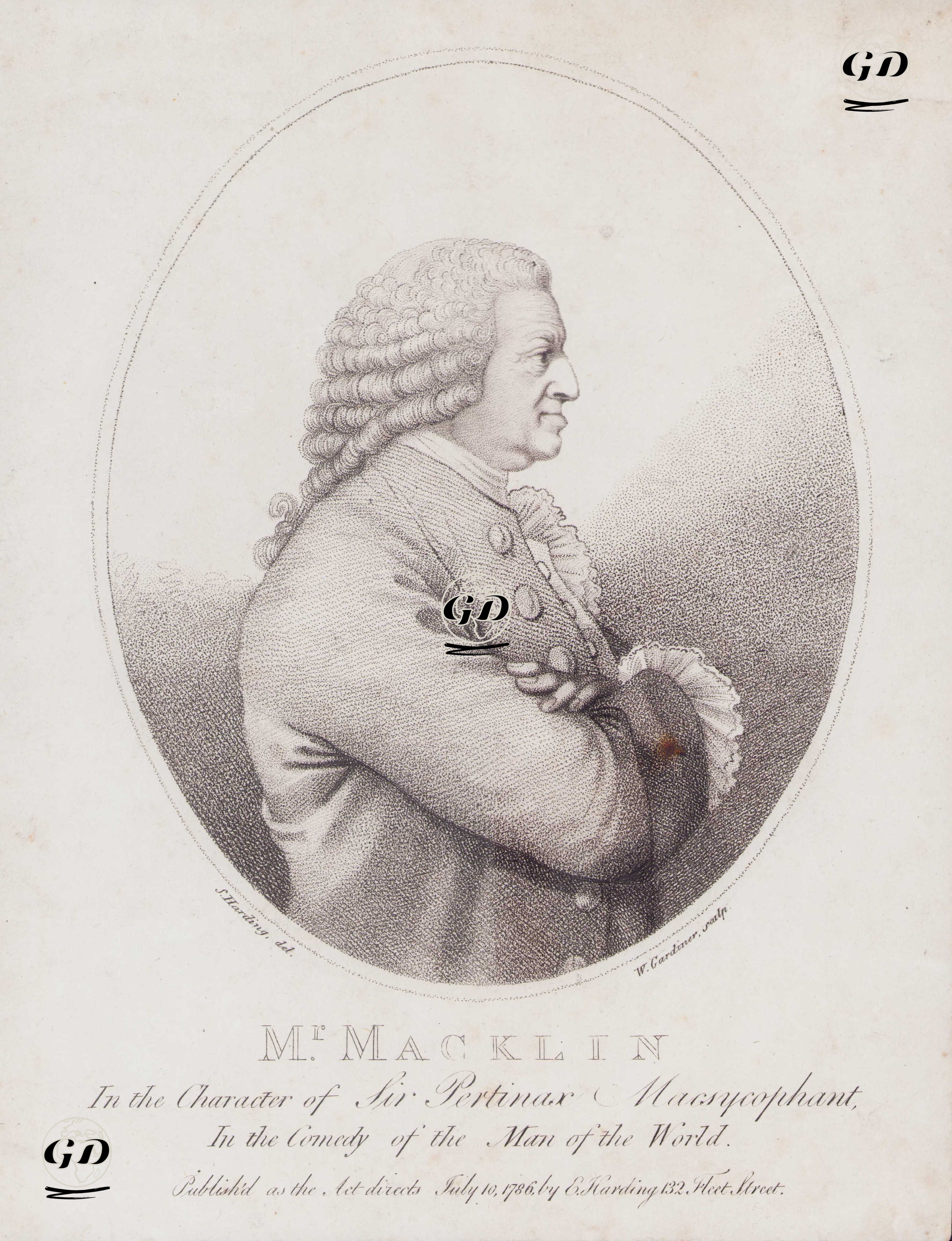 Kendi Yazdığı "The Man Of World-Dünyanın Adamı" Oyununda Sir Pertinax Macsycophant Rolünde Charles Macklin - Sylvester Harding (1745-1809) - 1786