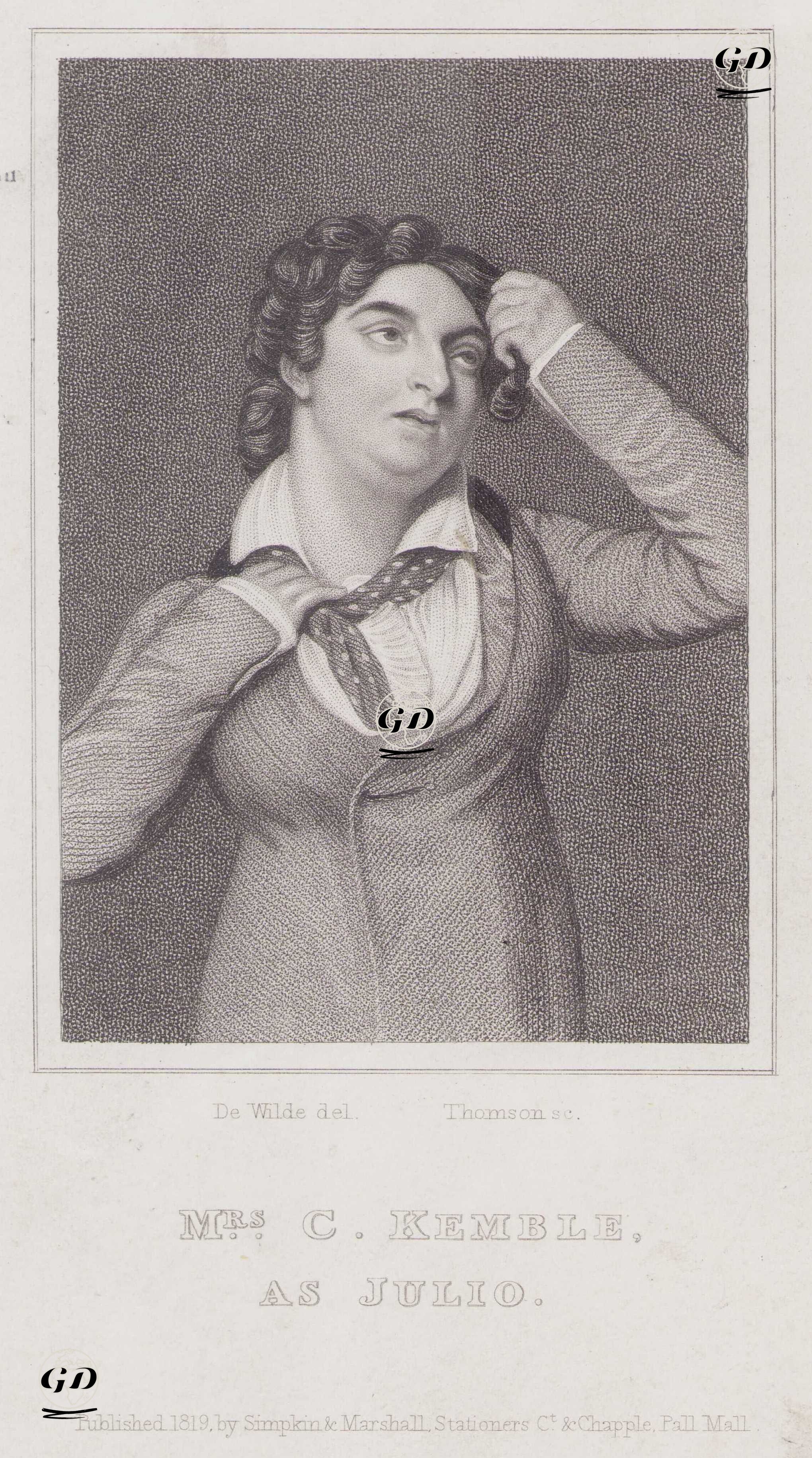 "Deaf and Dumb-Sağır ve Dilsiz" Oyununda Julio Rolünde Maria Theresa Kemble - Samuel De Wilde (1748-1832) - 1819