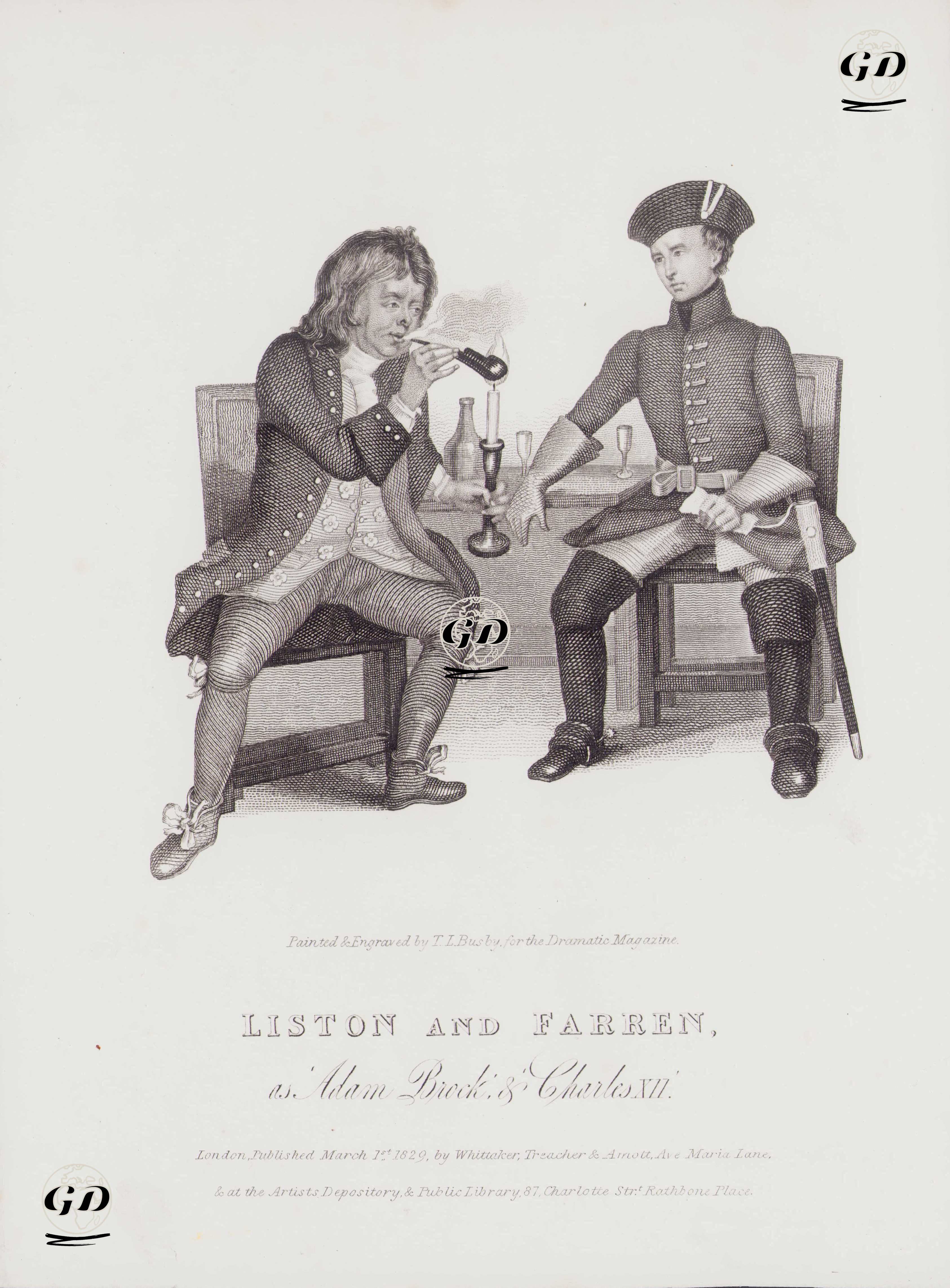Kral XII.Charles Oyununda Adam Brook Rolünde John Liston ve XII.Charles Rolünde William Farren - Thomas Lord Busby (Active 1804-1837) - 1829