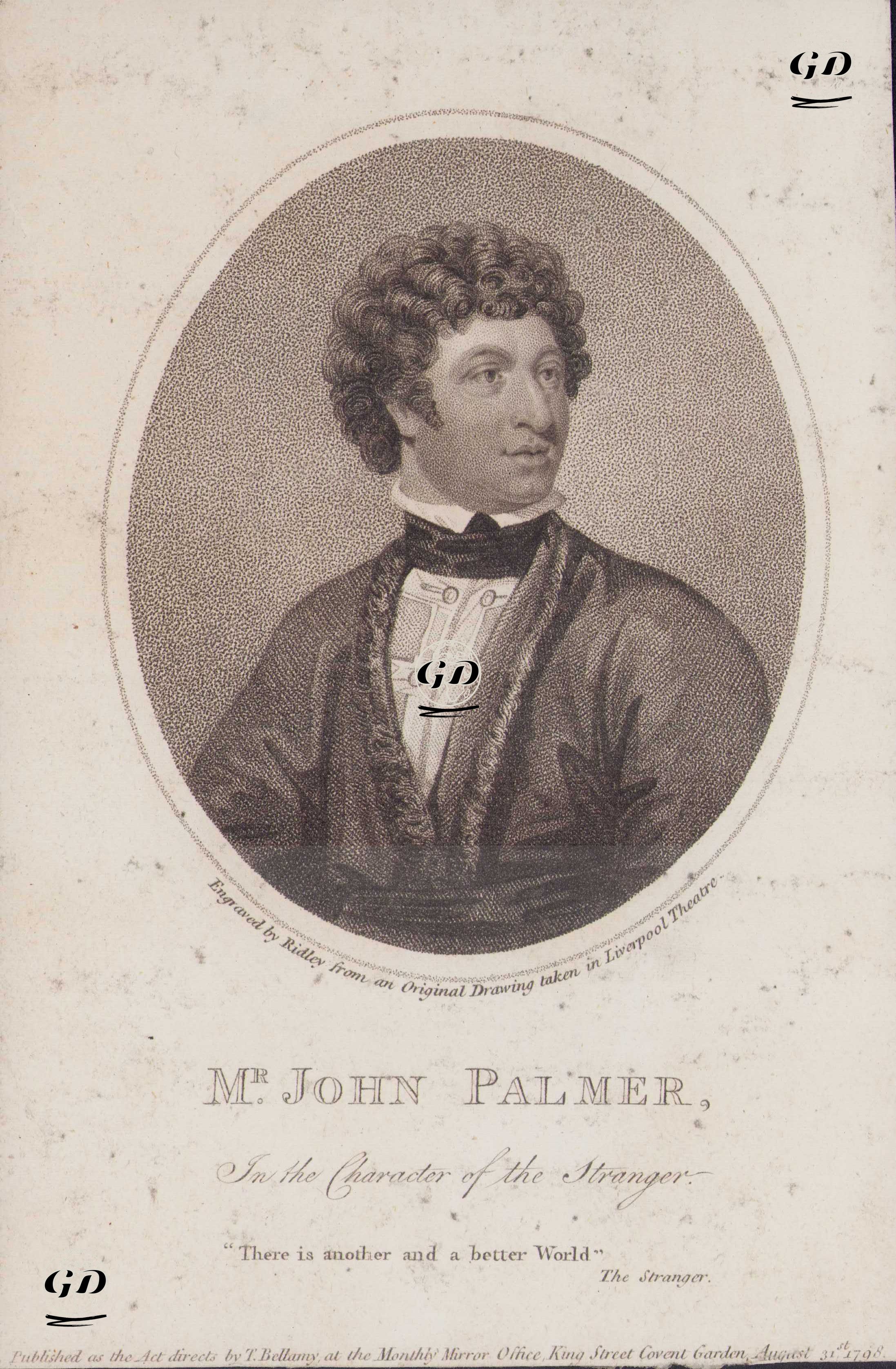 "Stranger-Yabancı" Oyununda Stranger Rolünde John Palmer-"There is another and a better World." -  - 1798