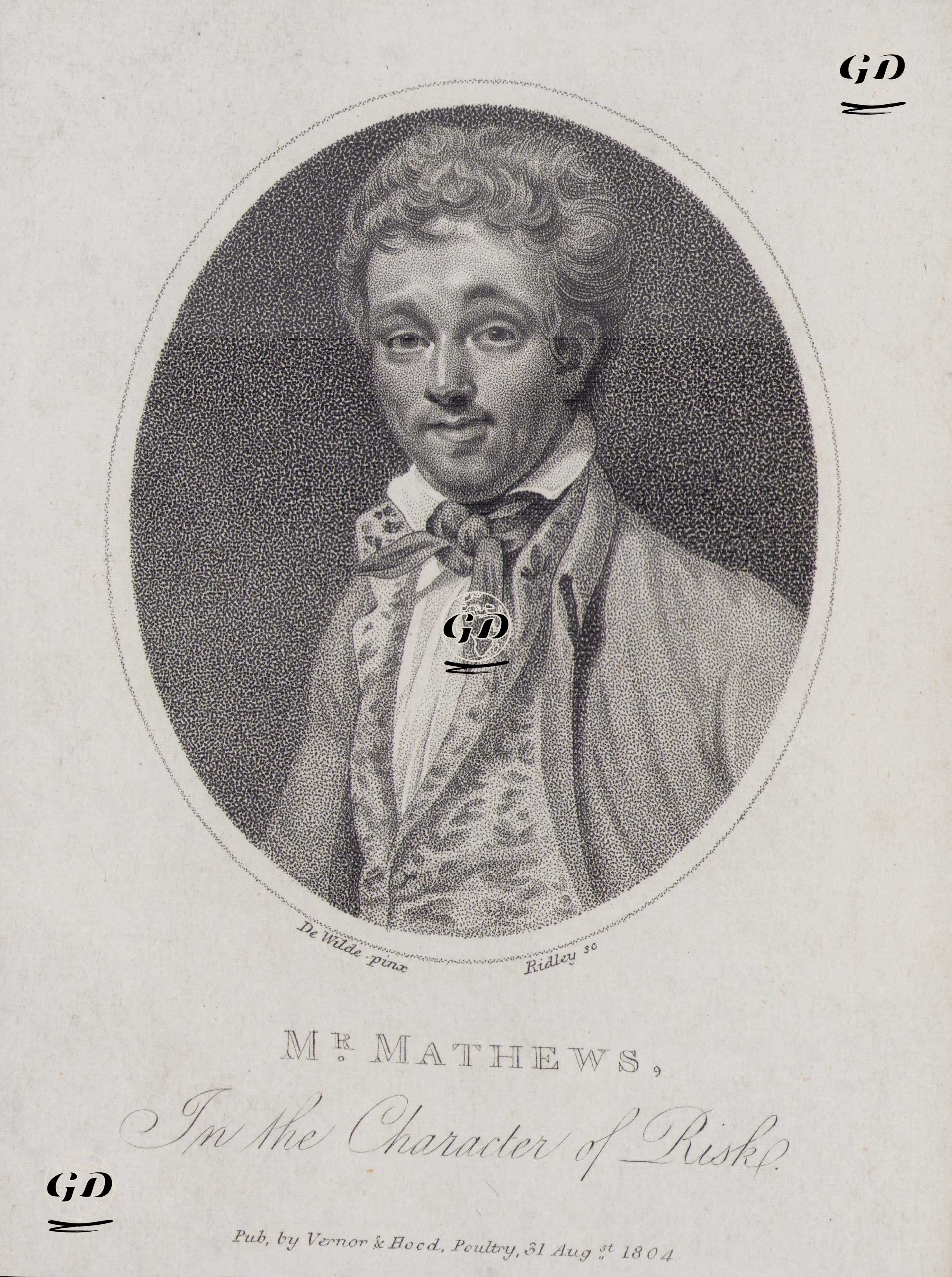 Mr. Mathews in the Character of Risk (in Love Laughs at Locksmiths) (Charles Mathews) - Samuel De Wilde (1748-1832) - 1804