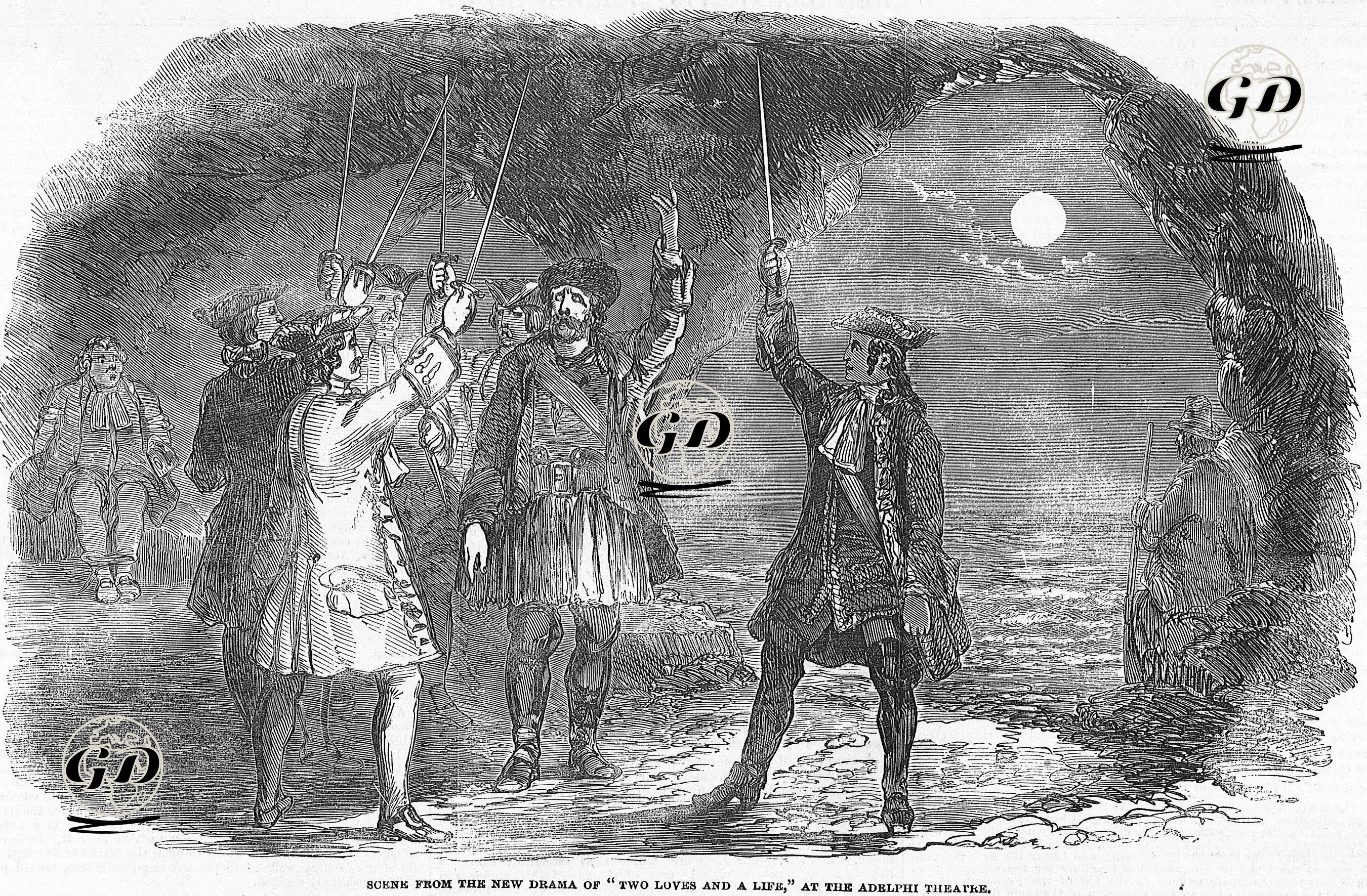 "İki Aşk Ve Bir Hayat" Oyunundan Bir Sahne, Adelphi Tiyatrosu -  - 1854